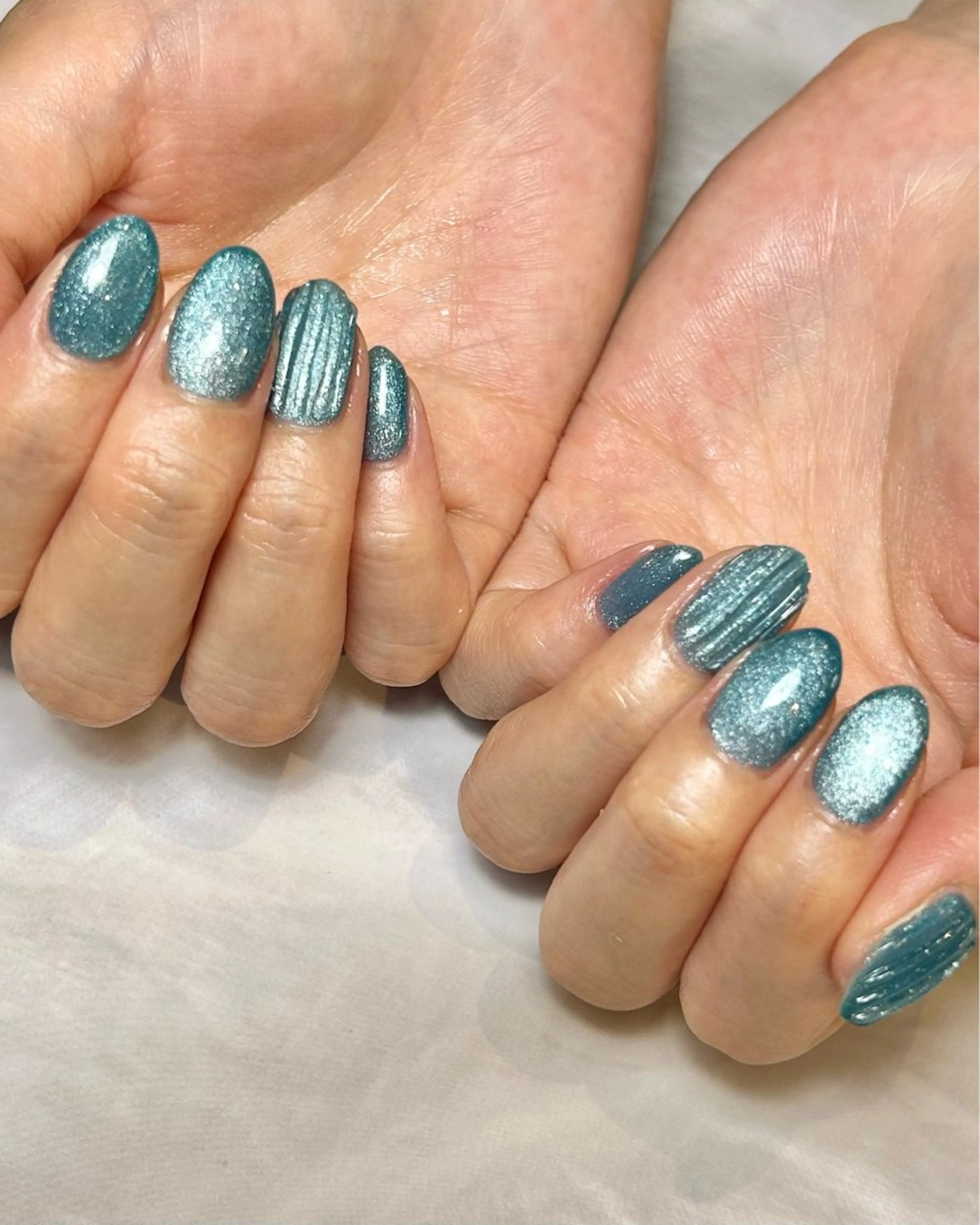 ネイル アートネイル ブルー クリアネイル ぷっくりネイル ハンドネイル Reflection marikoのネイルデザイン