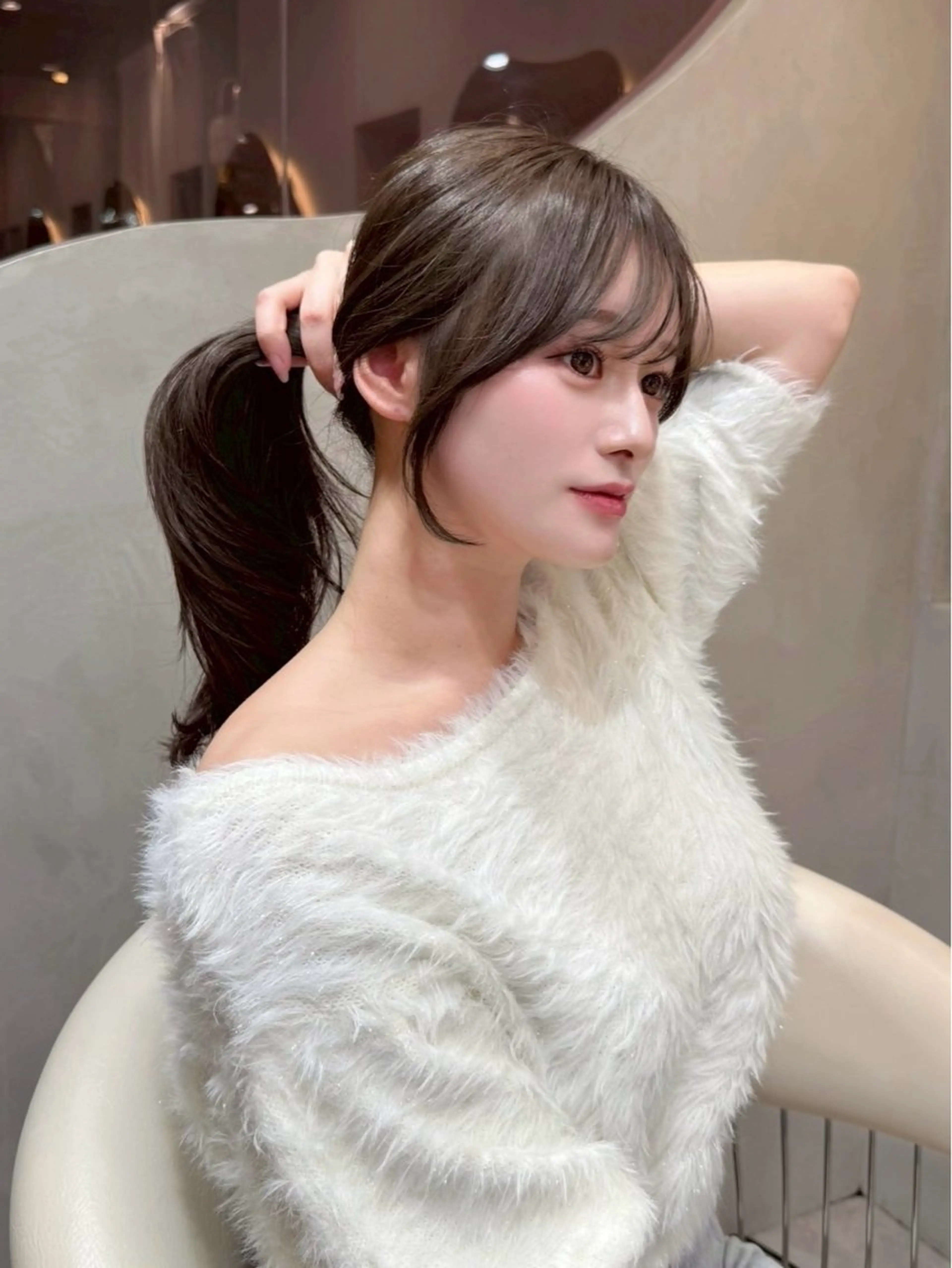 ミディアム カット ヘアカラー ブリーチなしW🎀 髪質改善／はのんのヘアスタイル