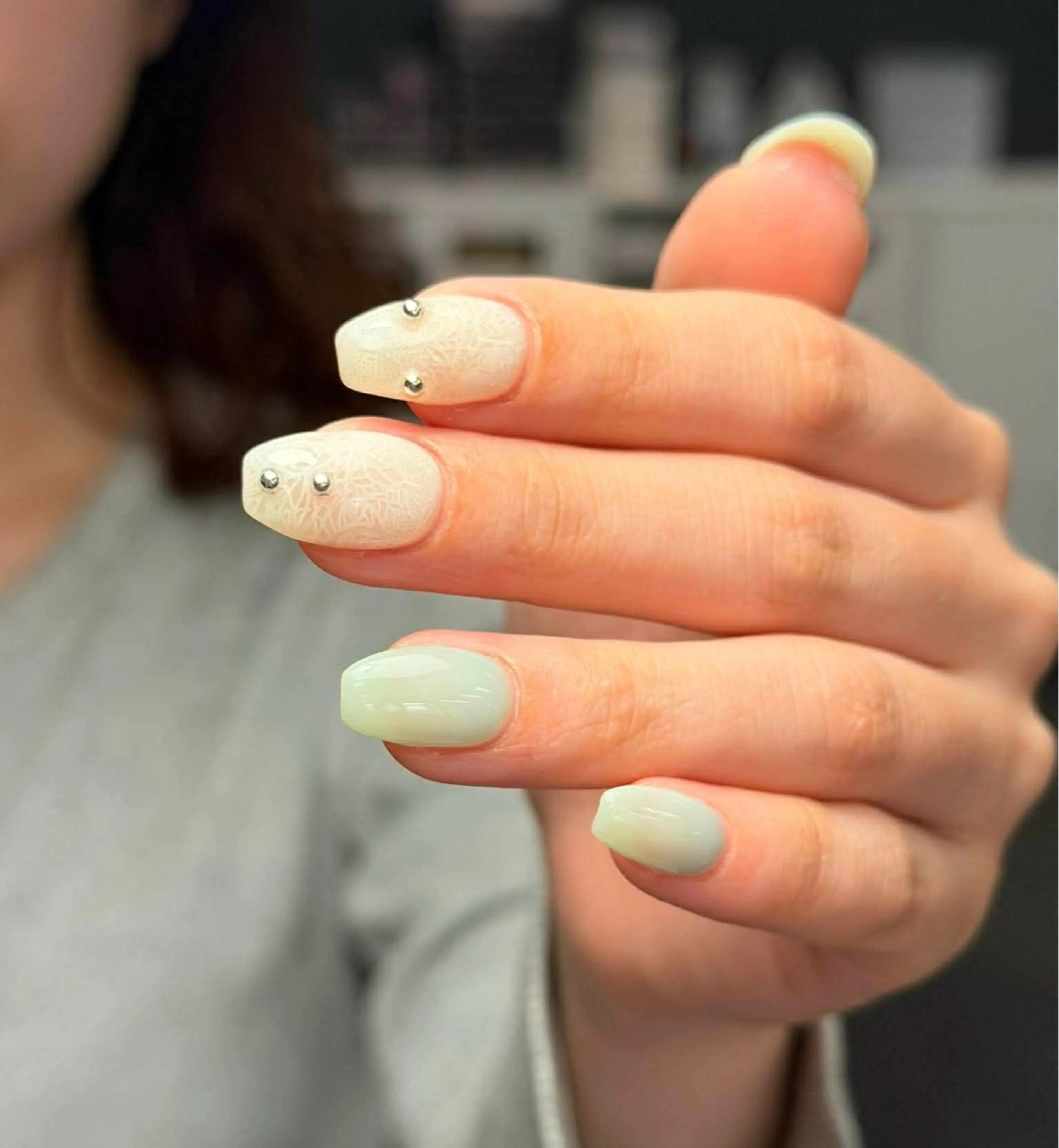 ネイル 韓国ネイル 持ち込み ニュアンスネイル ネイルチップ ハンドネイル Tini ANA.CHUOのネイルデザイン