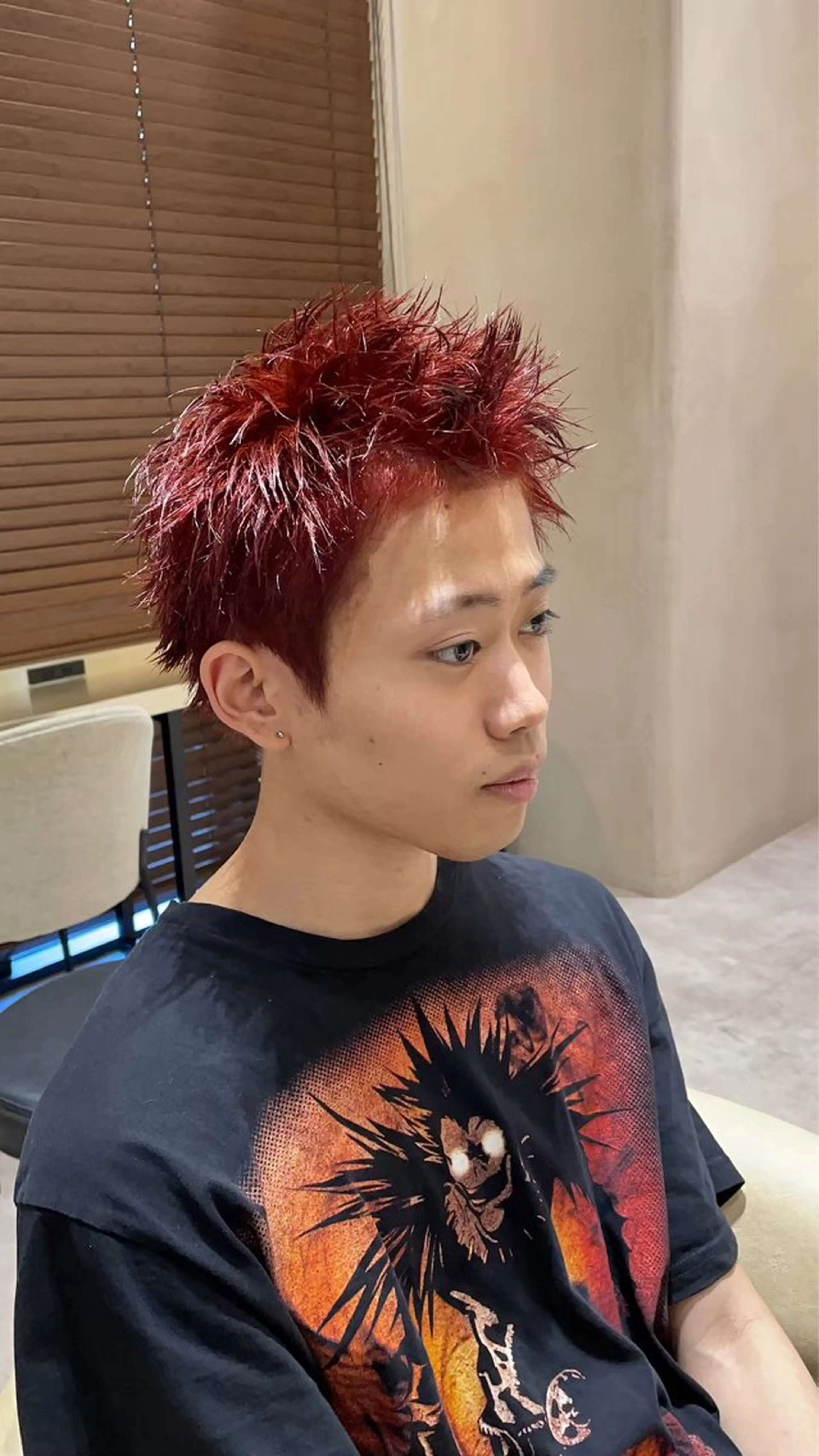 ショート カラー メンズ ヘアカラー メンズショート/ピン パーマ/新宿/フウガのヘアスタイル