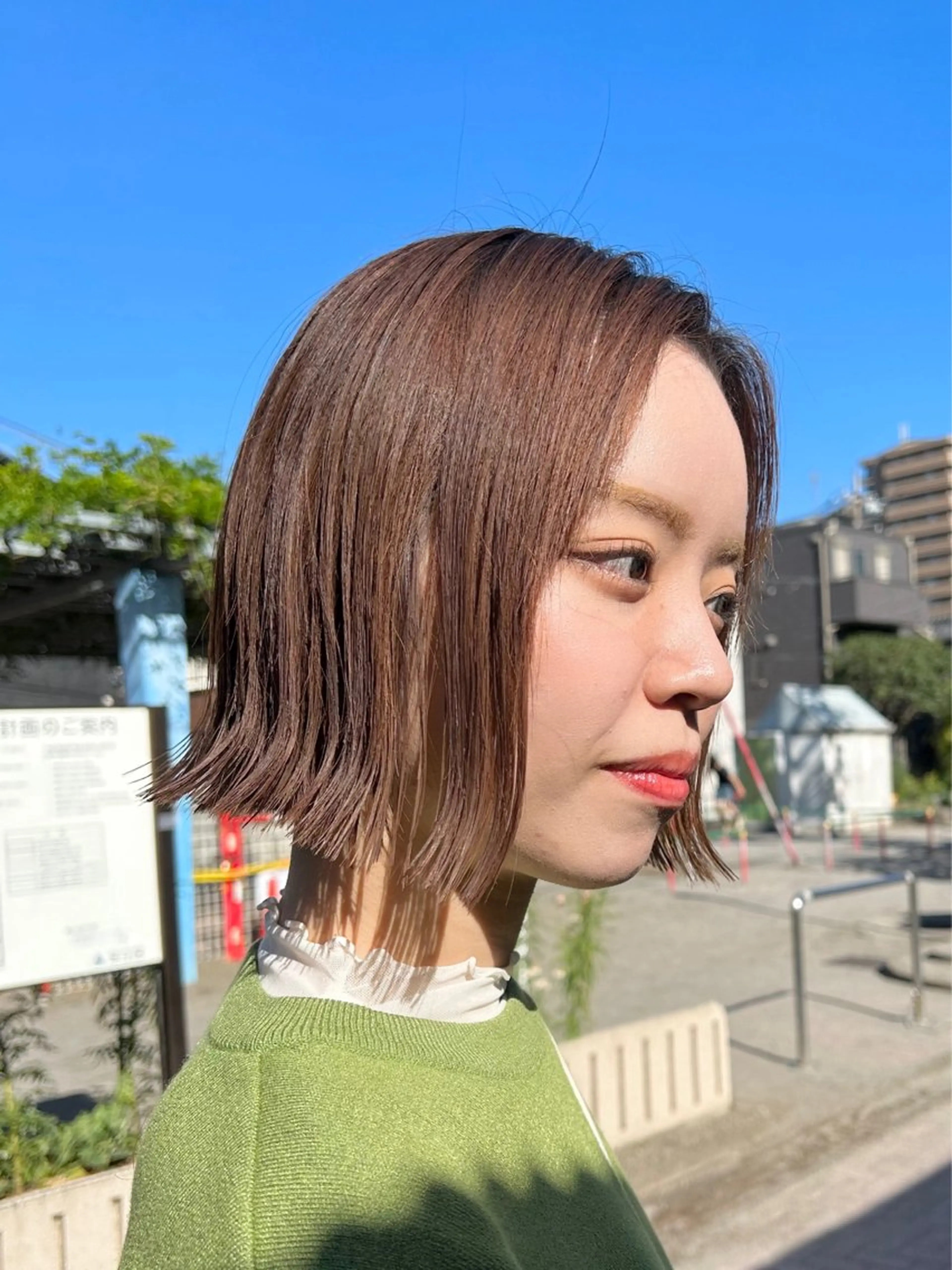 ショート カラー 切りっぱなしボブ ベージュカラー ブラウンカラー ボブ 顔まわりカット/ボブ /🧁とーこ🧁のヘアスタイル