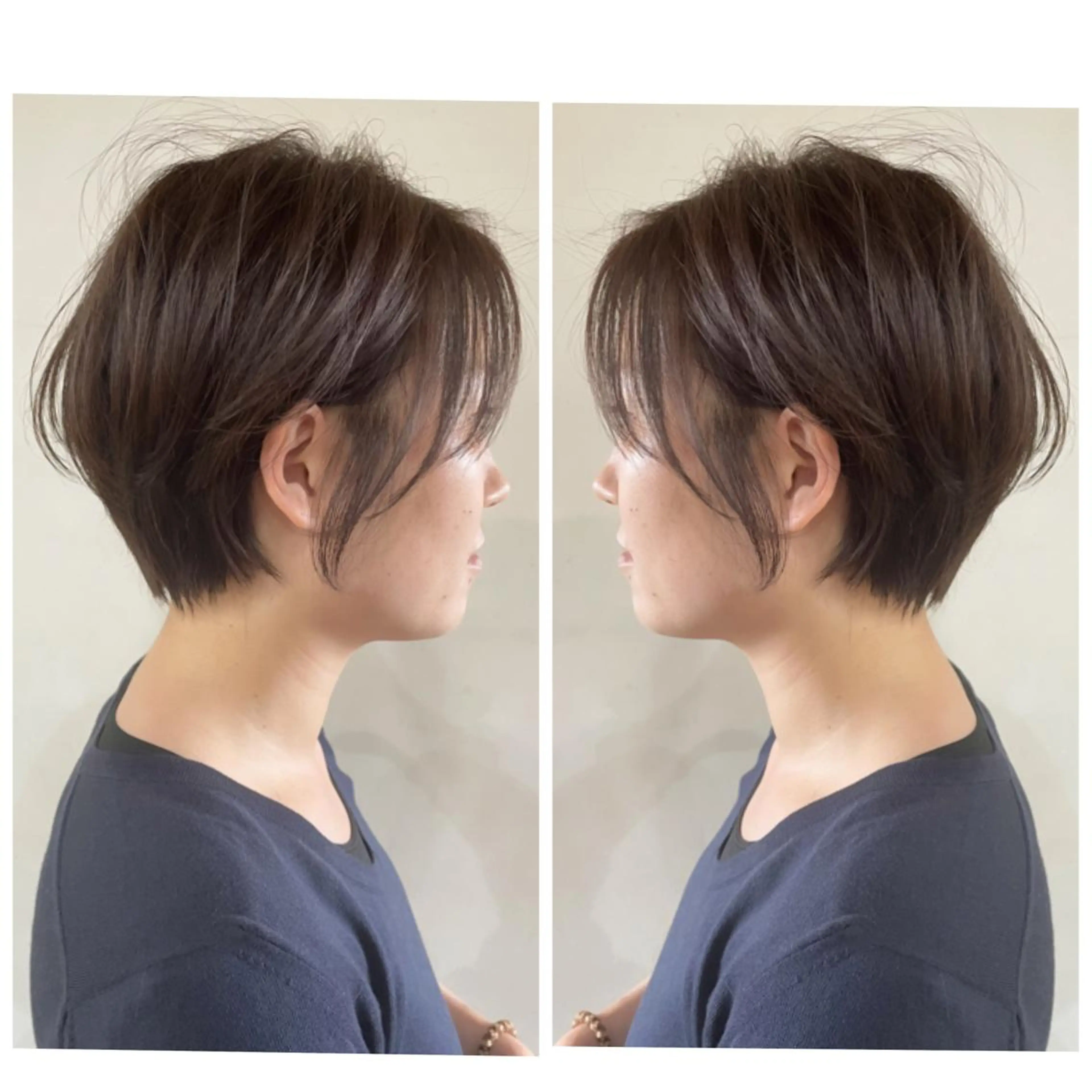 ショート カラー ショートボブ ハンサムショート 丸みショート デザインカラー ハイライトカラー カット ヘアカラー 京都大人女性ショート 徒歩1分/秋山のヘアスタイル