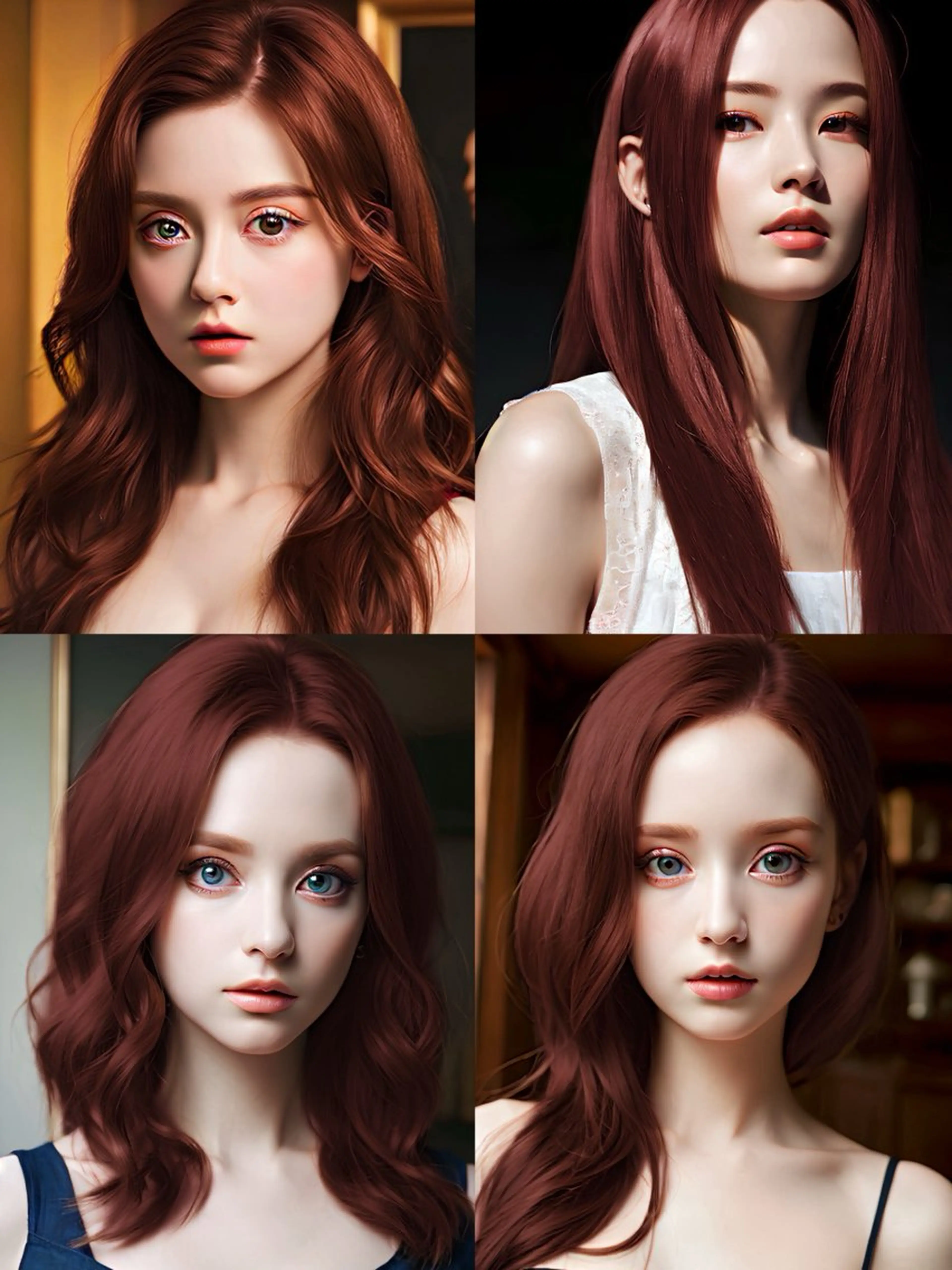 ミディアム カラー ヘアアレンジ ブリーチ ボルドーカラー ブラウンカラー カシス ダブルカラー ヘアカラー トリートメント 🎈ブリーチなし暖色 カラー/レッド/ゆいのヘアスタイル