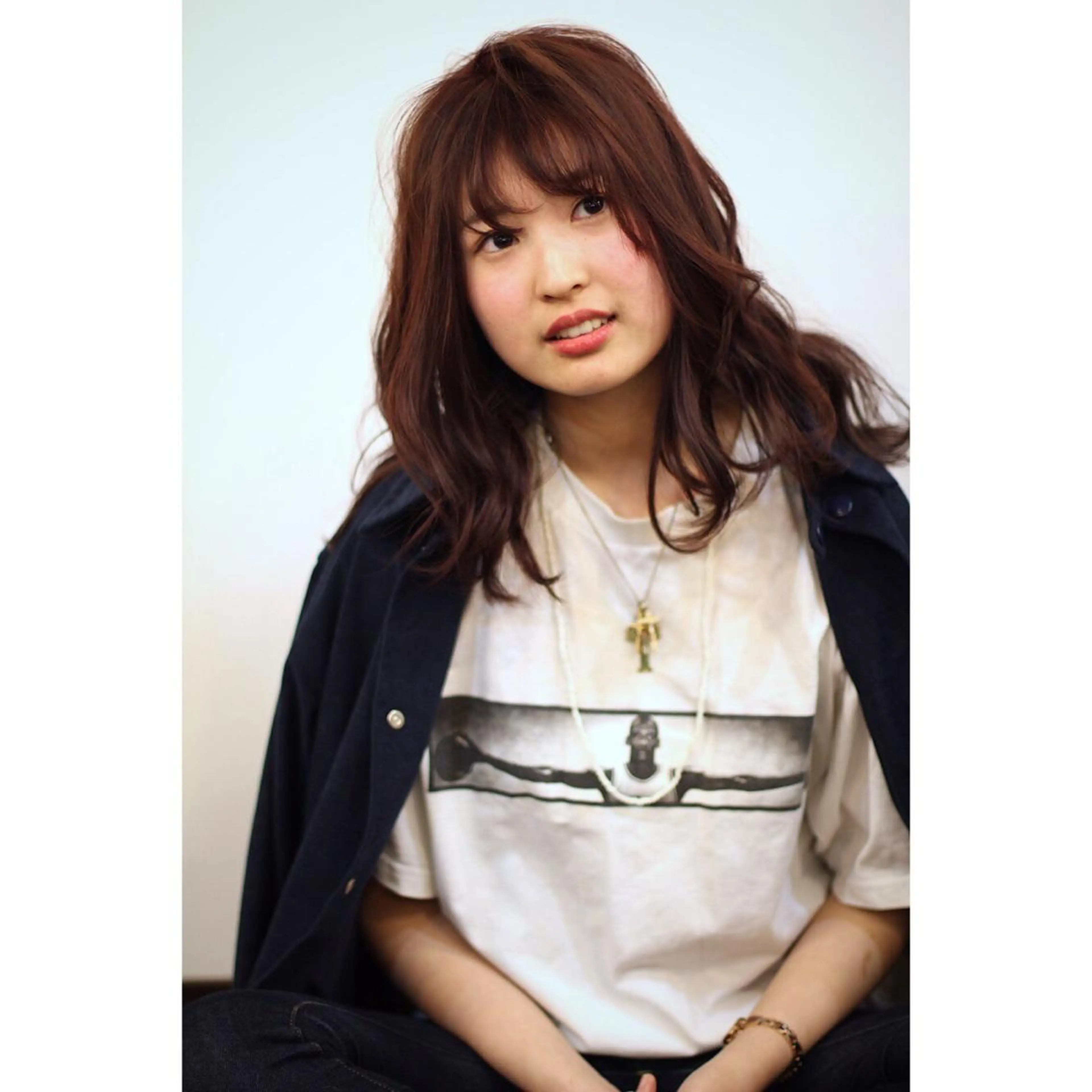 ロング カラー パーマ ロング うざバング 安達 俊亮のヘアスタイル