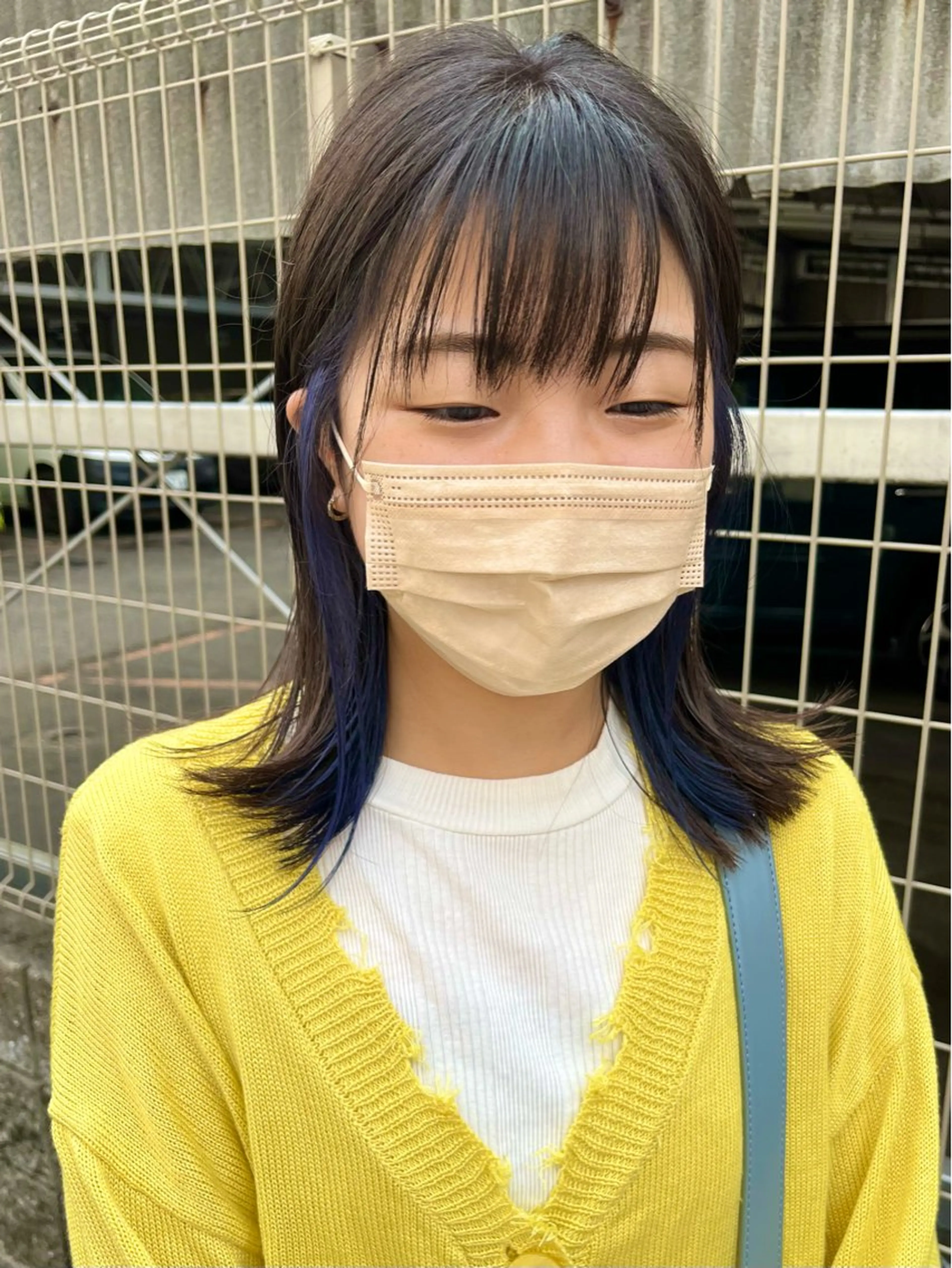 ミディアム カラー イヤリングカラー インナーカラー ヘアカラー 暖色カラー/ダブル カラー/名古屋/辻のヘアスタイル