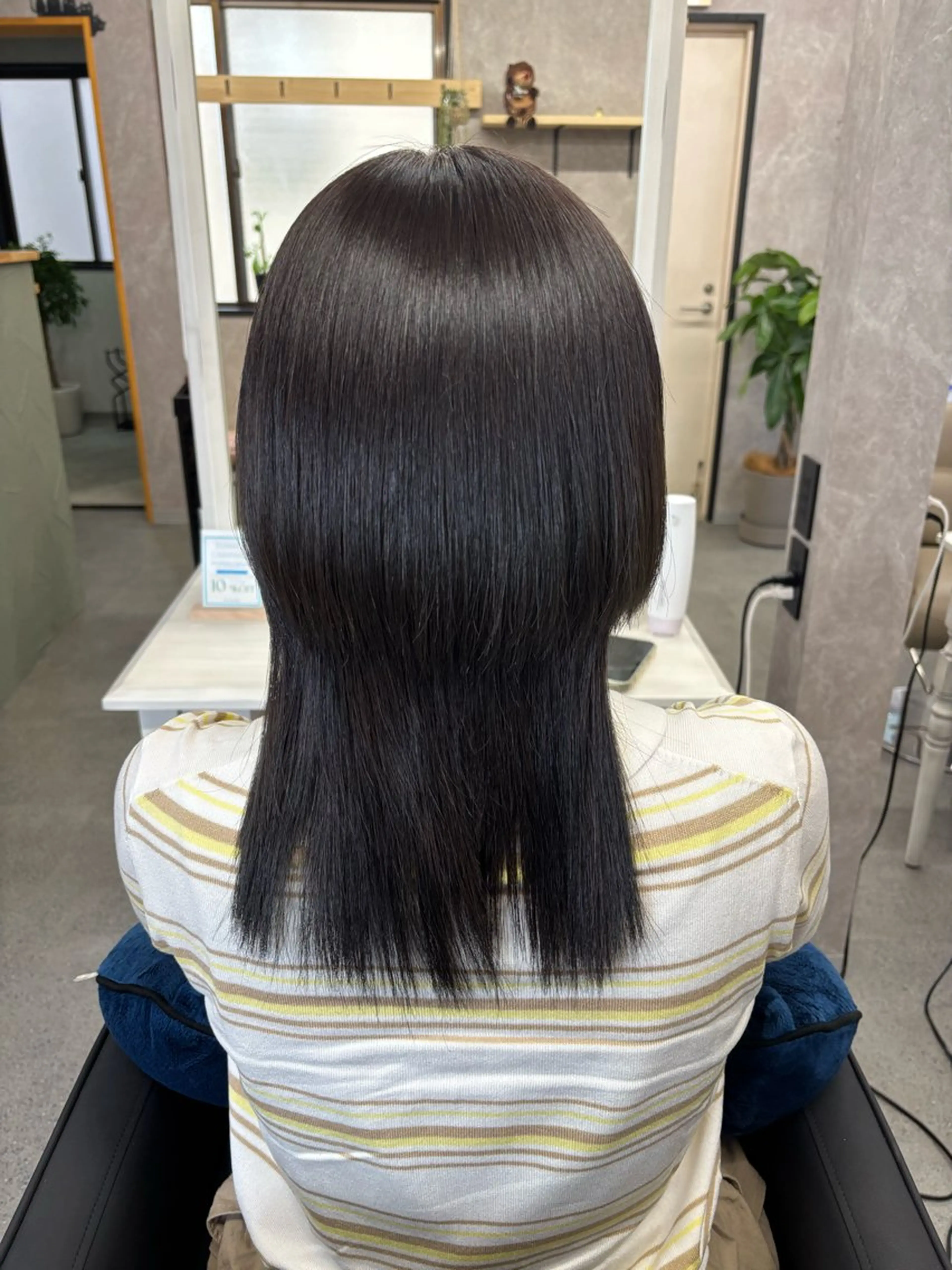 ミディアム 縮毛矯正 トリートメント かがみ/メンテナンス カット無料のヘアスタイル