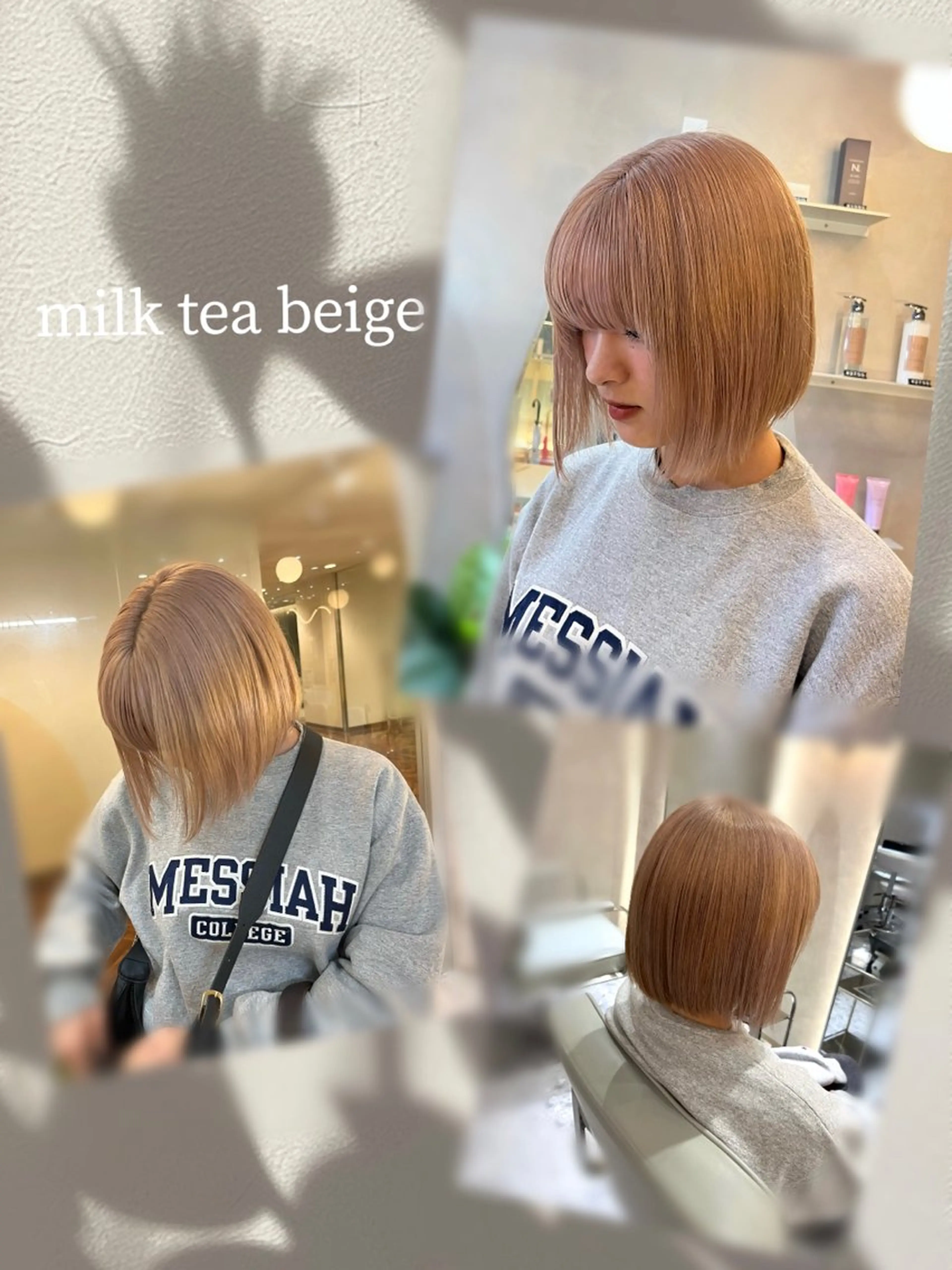 ショート カラー ベージュカラー ブリーチ ミルクティーベージュ このか🕊️ベージュ /グレージュ/カットのヘアスタイル