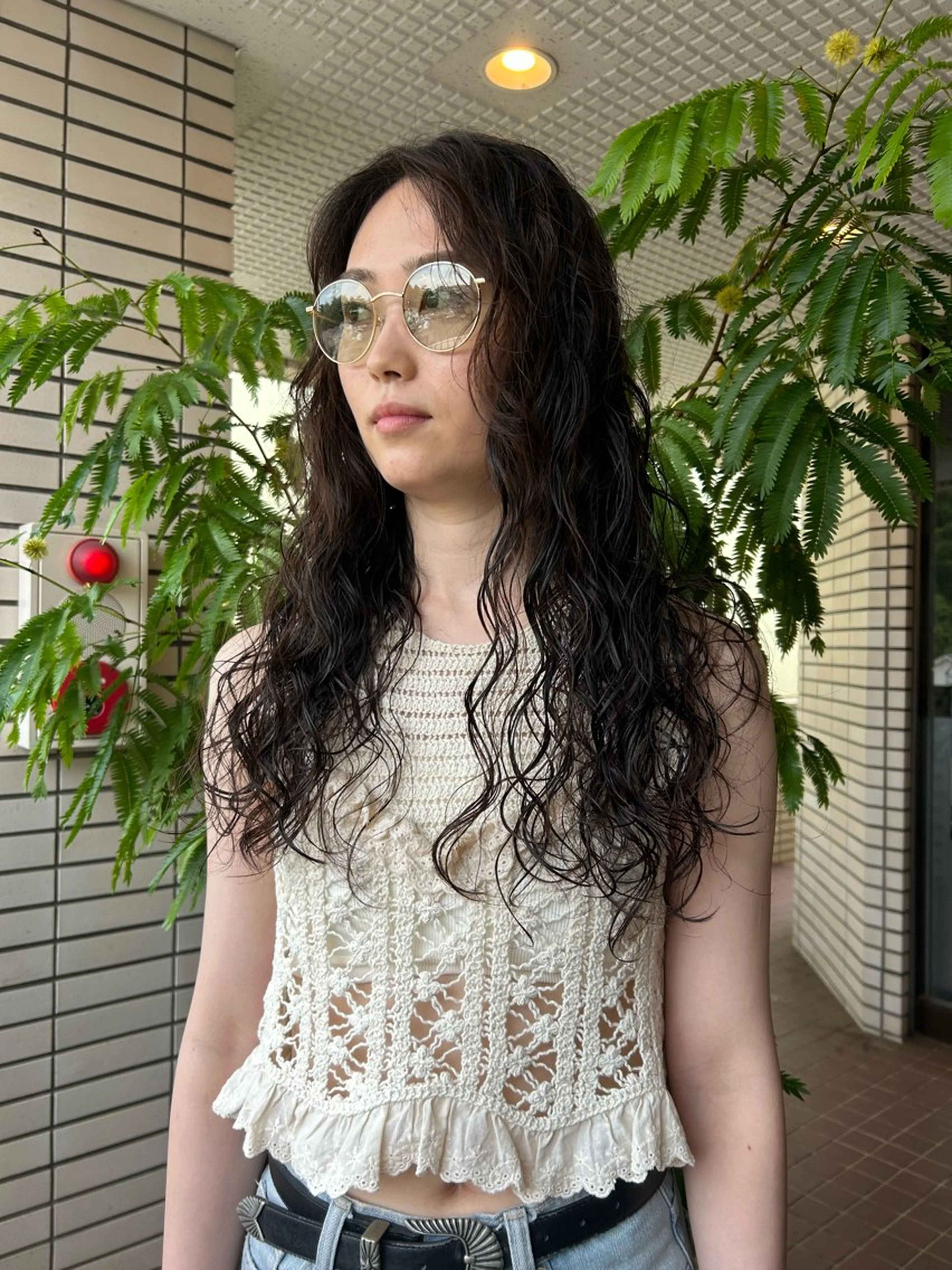 ロング カット パーマ 艶カラー/レイヤー /メンズ/マツエクのヘアスタイル