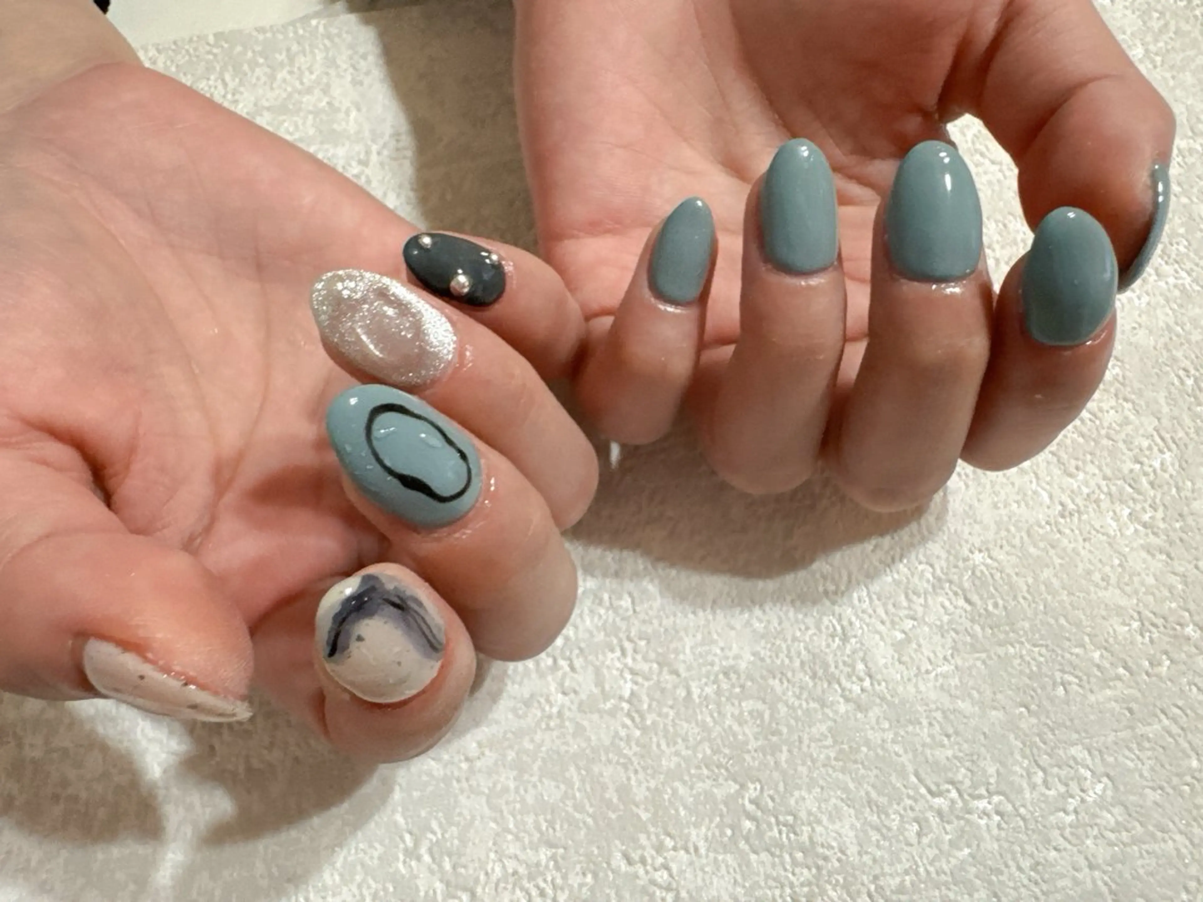 ネイル ブルー フットネイル ジェルネイル ニュアンスネイル パラジェル kikinail 溝の口のネイルデザイン