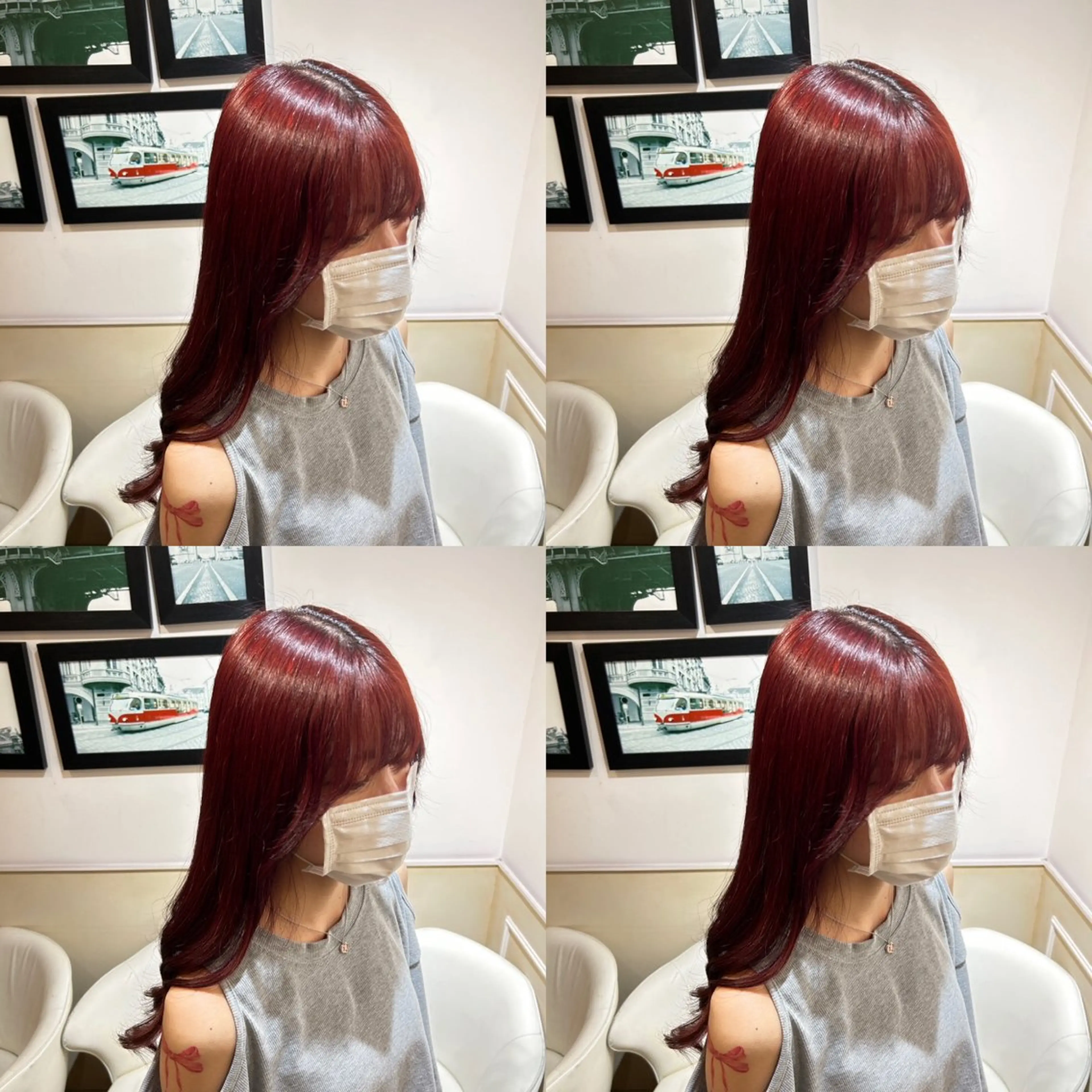 ロング カラー ブリーチ レッドカラー レイヤーカット/ 縮毛矯正🇰🇷早坂のヘアスタイル