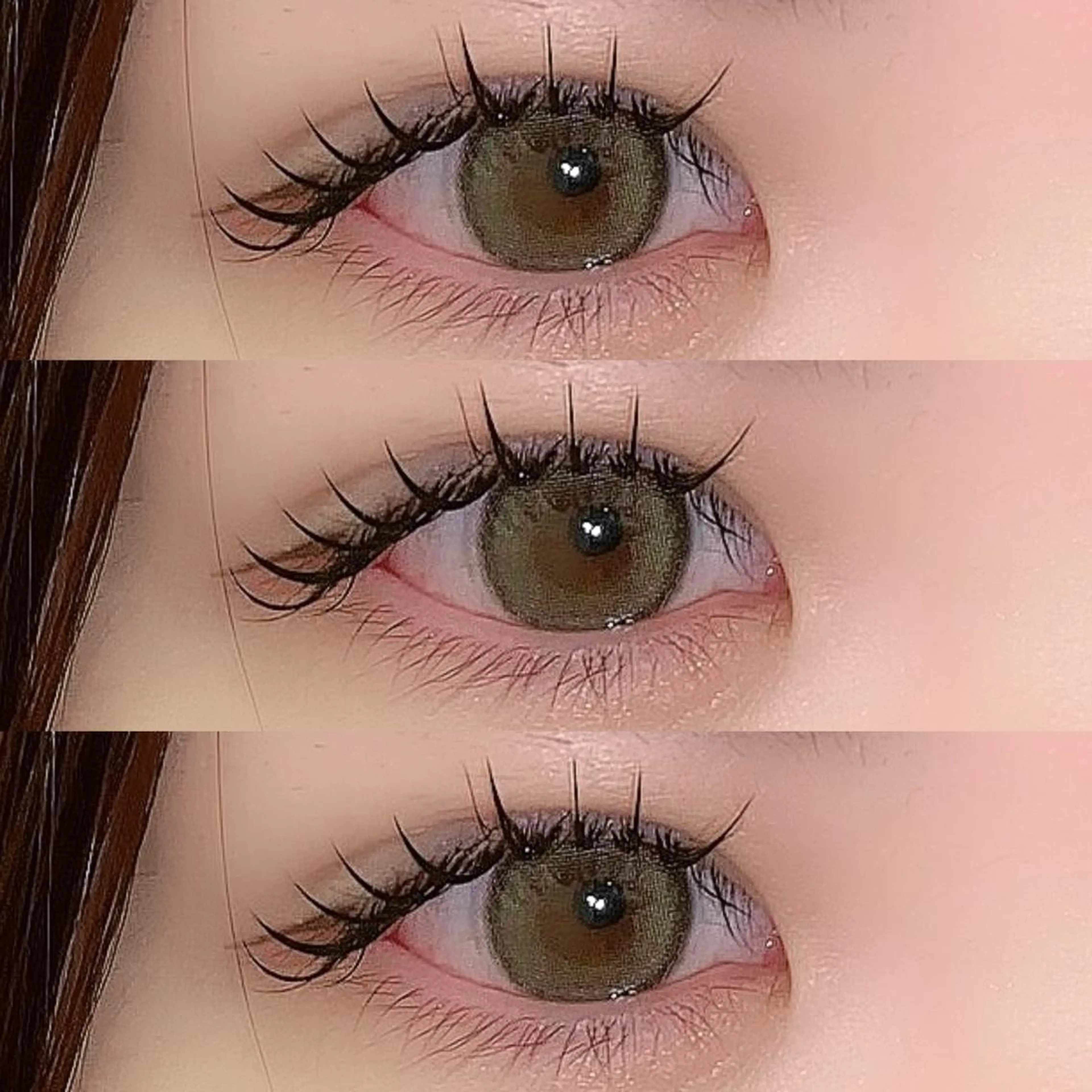 マツエク・マツパ 束感まつ毛 フラットラッシュ 韓国風マツエク パリジェンヌラッシュリフト ボリュームラッシュ 肌に馴染むハイトーン /ミルクティーカラーのヘアスタイル