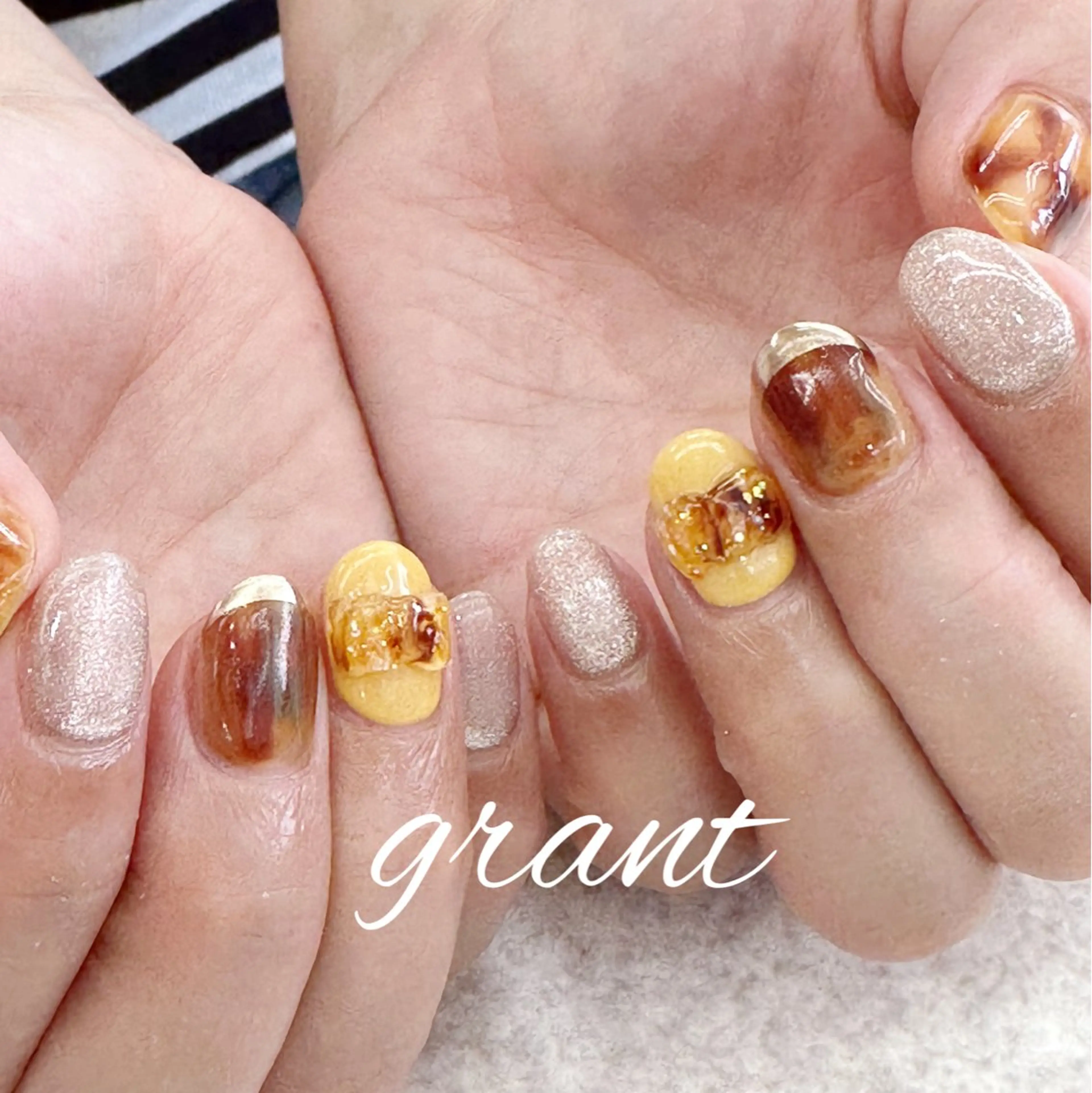 ネイル べっ甲ネイル ハンドネイル nailsalon grantのネイルデザイン