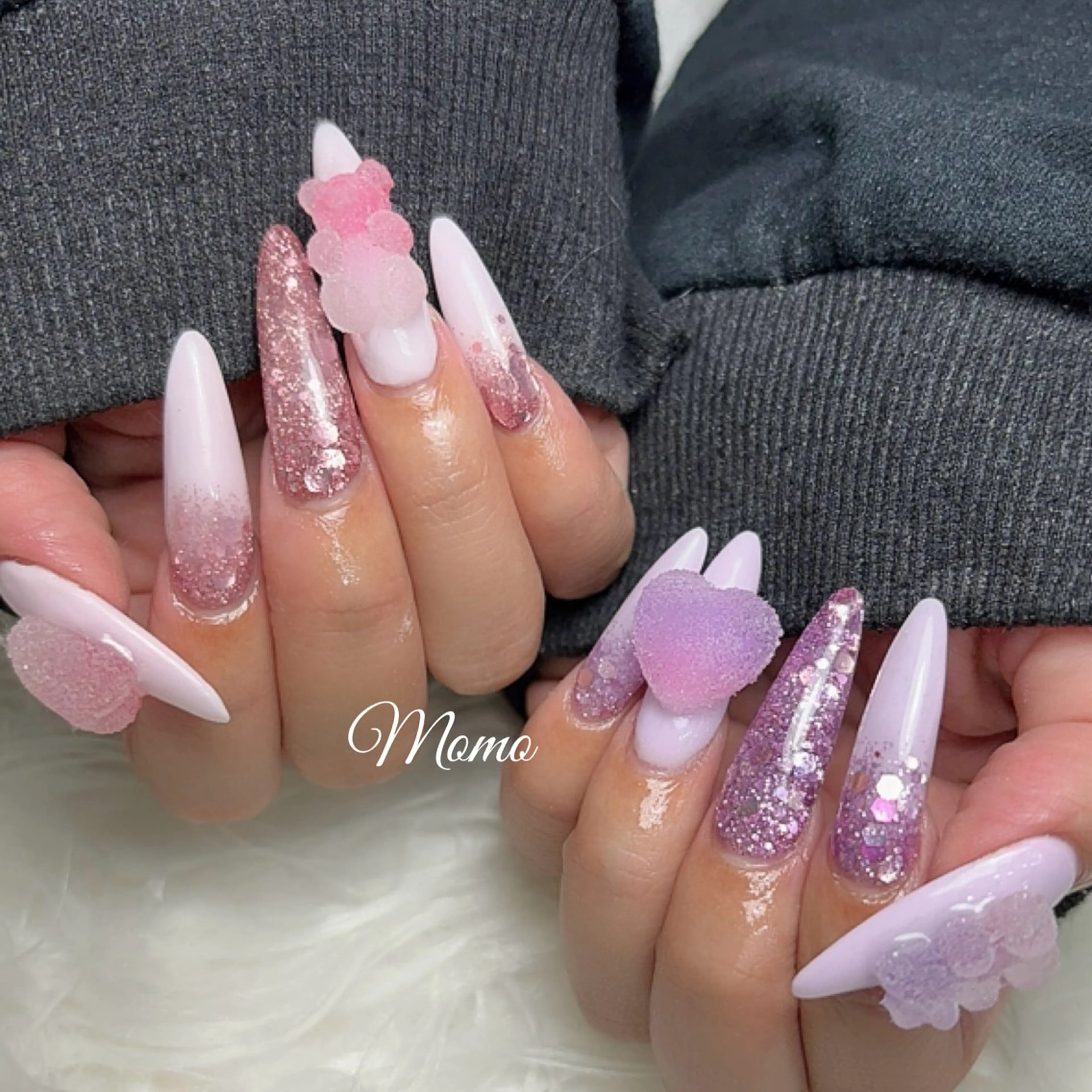ネイル ラメ(グリッター) ワンカラーネイル スカルプネイル Nail Salon Momoのネイルデザイン