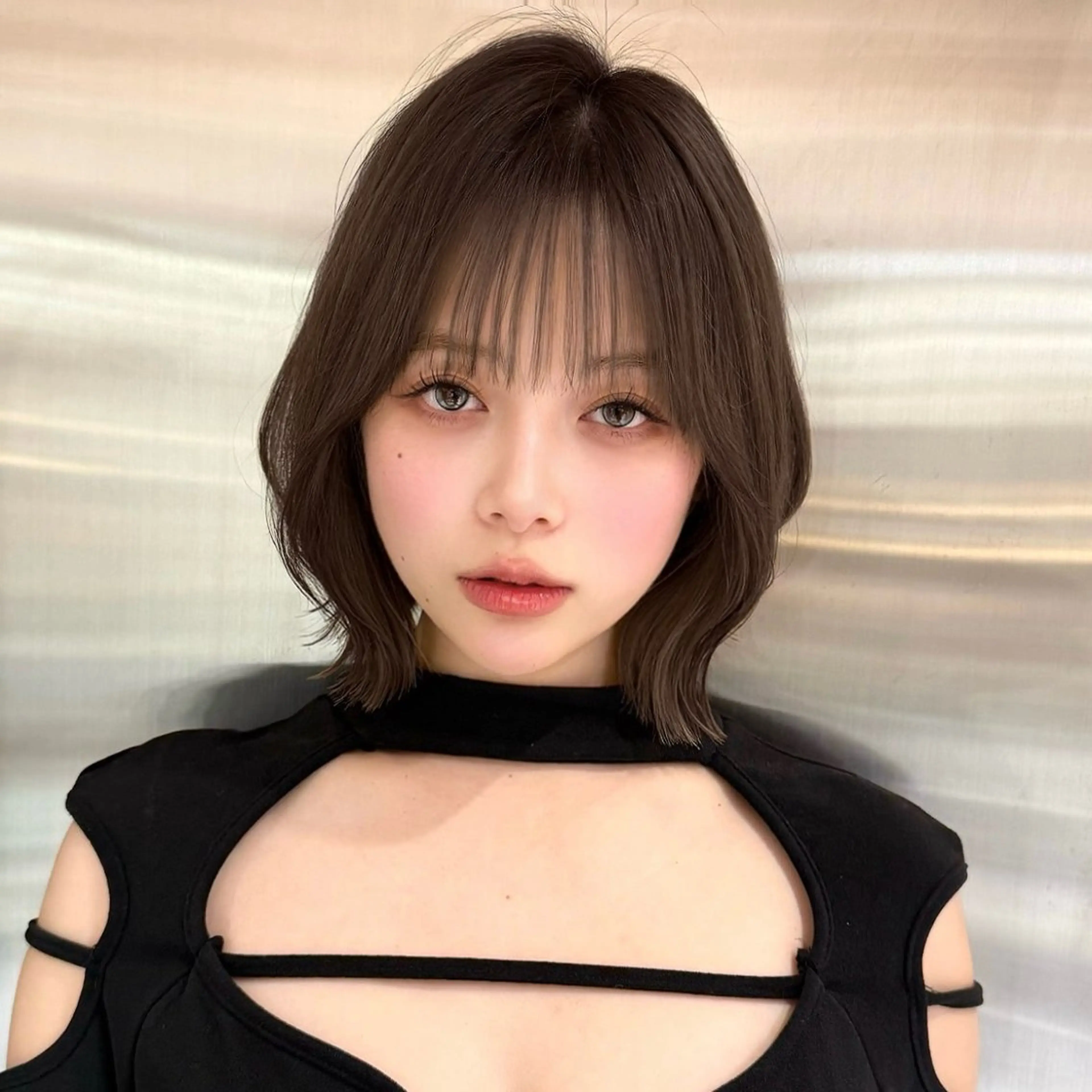 ミディアム カラー ヘアアレンジ ボブレイヤー 透明感カラー ボブ 韓国風ヘア レイヤーカット 韓国ボブ/髪質改善 /新宿/Rumiのヘアスタイル