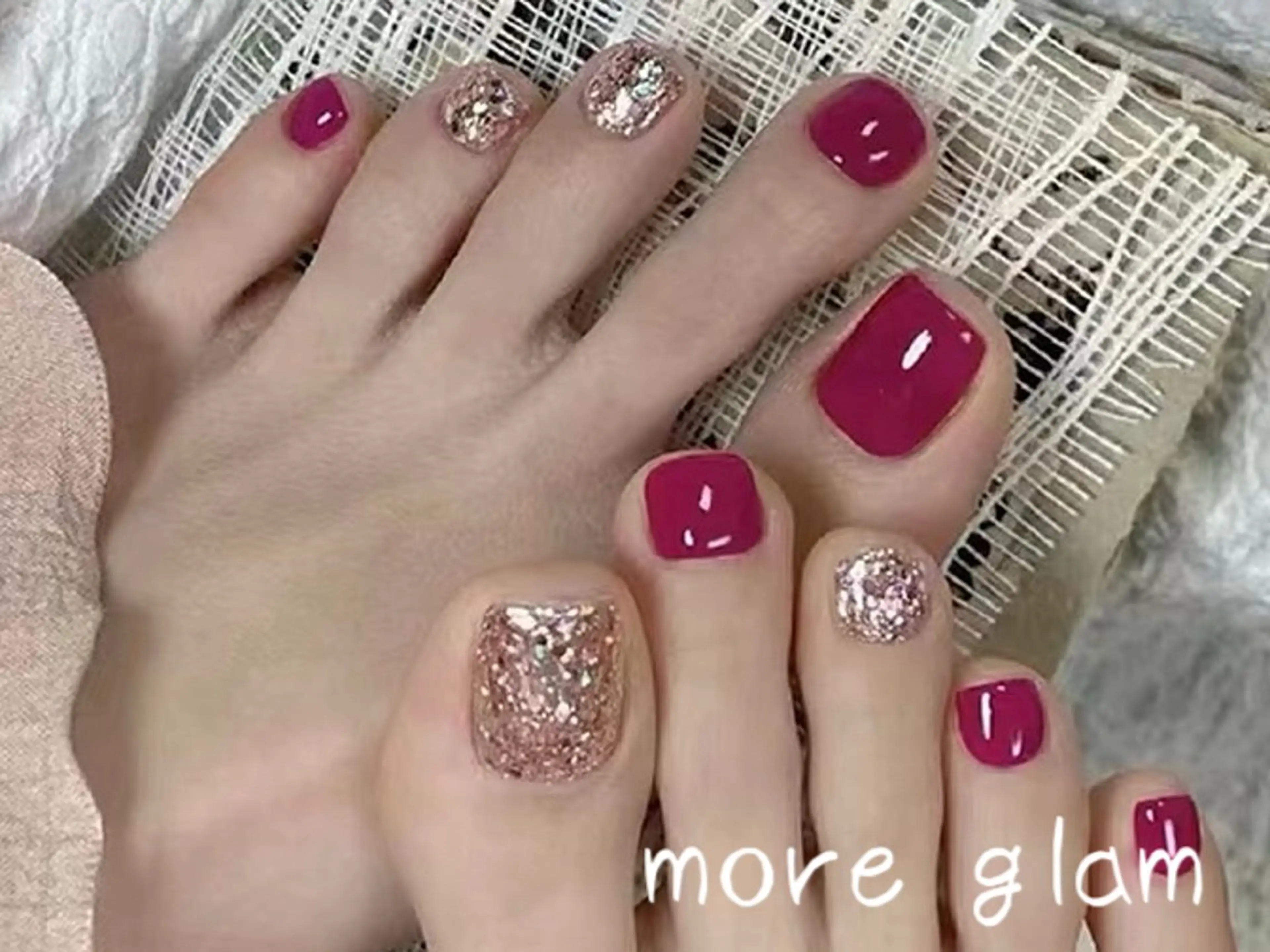 フット💟ワンカラーorラメorマグネットネイル2色OK 5500円の写真