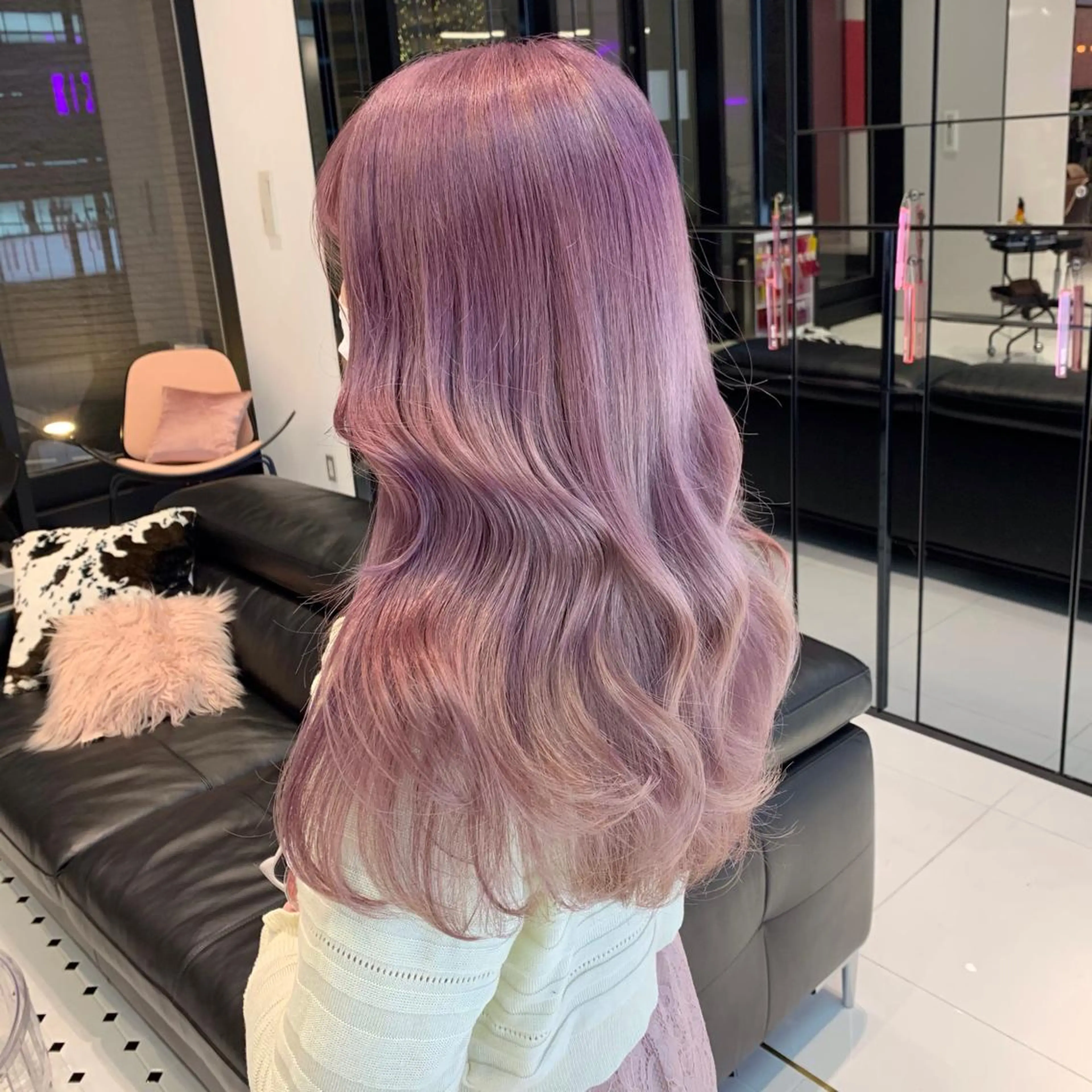 ロング カラー ラベンダーカラー ピンクカラー ピンクラベンダー ハッシュカット/ハイ トーン/MANAMIのヘアスタイル