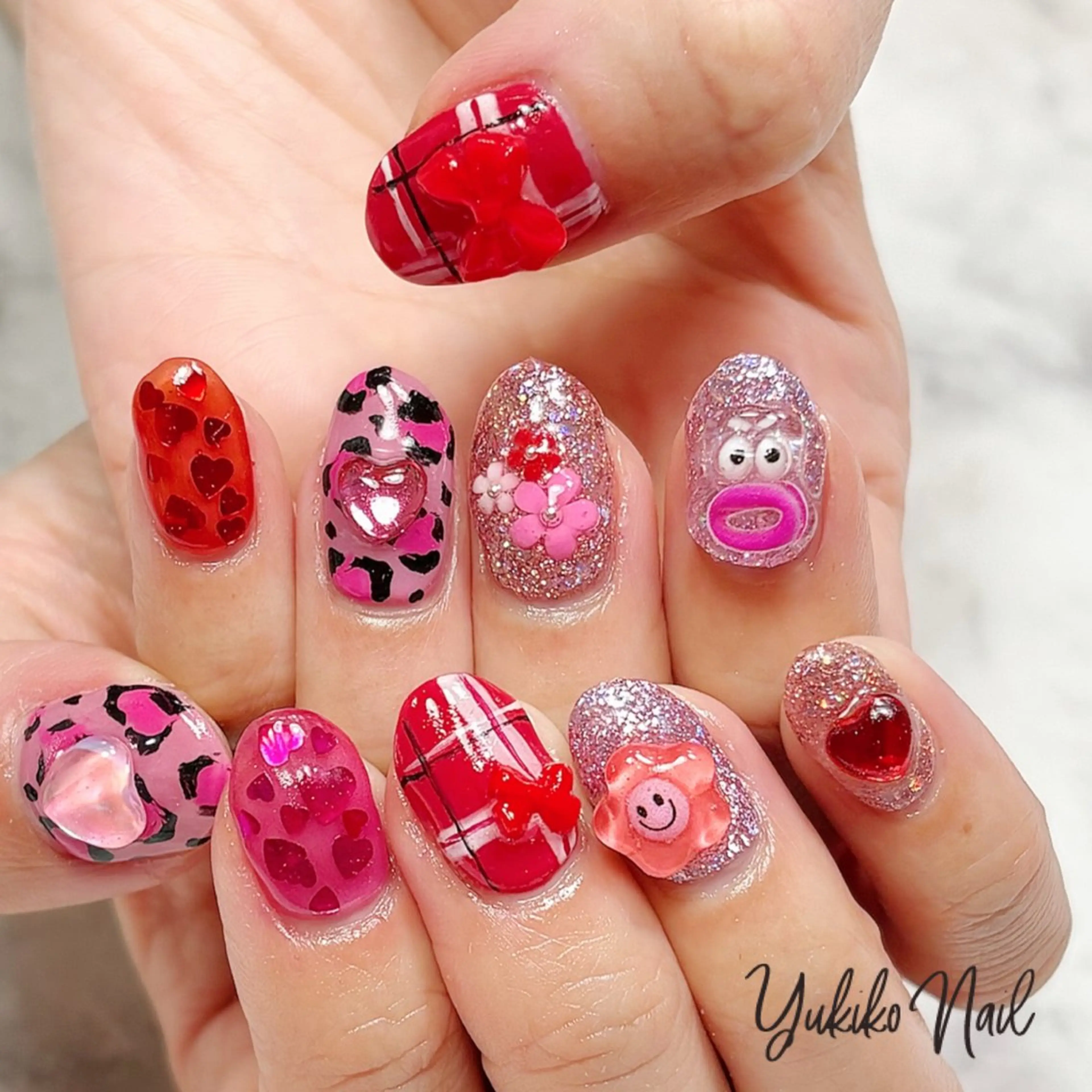 ネイル ハート バレンタイン ハンドネイル ユキコ ネイルのネイルデザイン