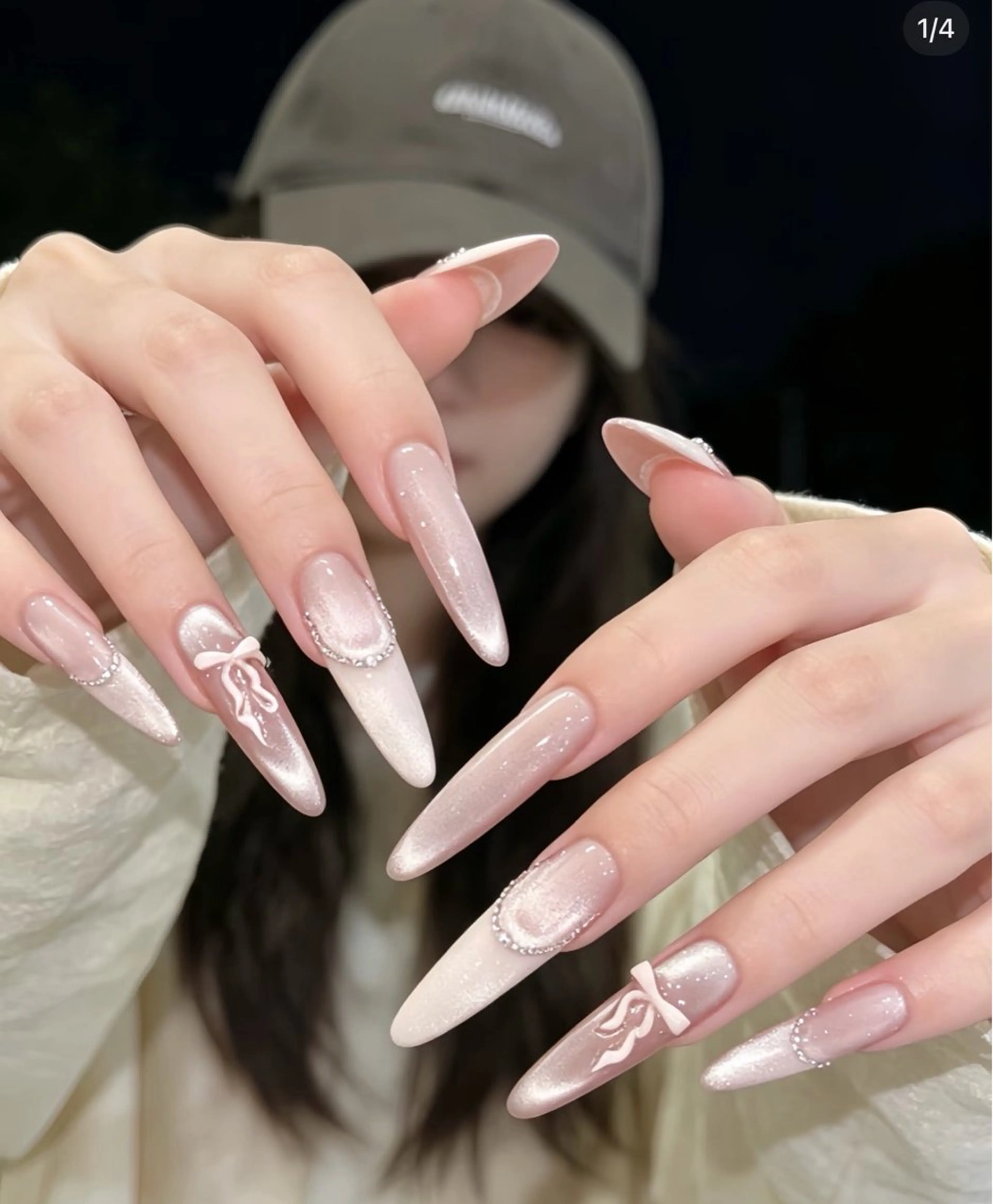 ネイル フレンチネイル キラキラネイル 韓国ネイル シンプルネイル ワンホンネイル ハンドネイル MEI Nailのネイルデザイン