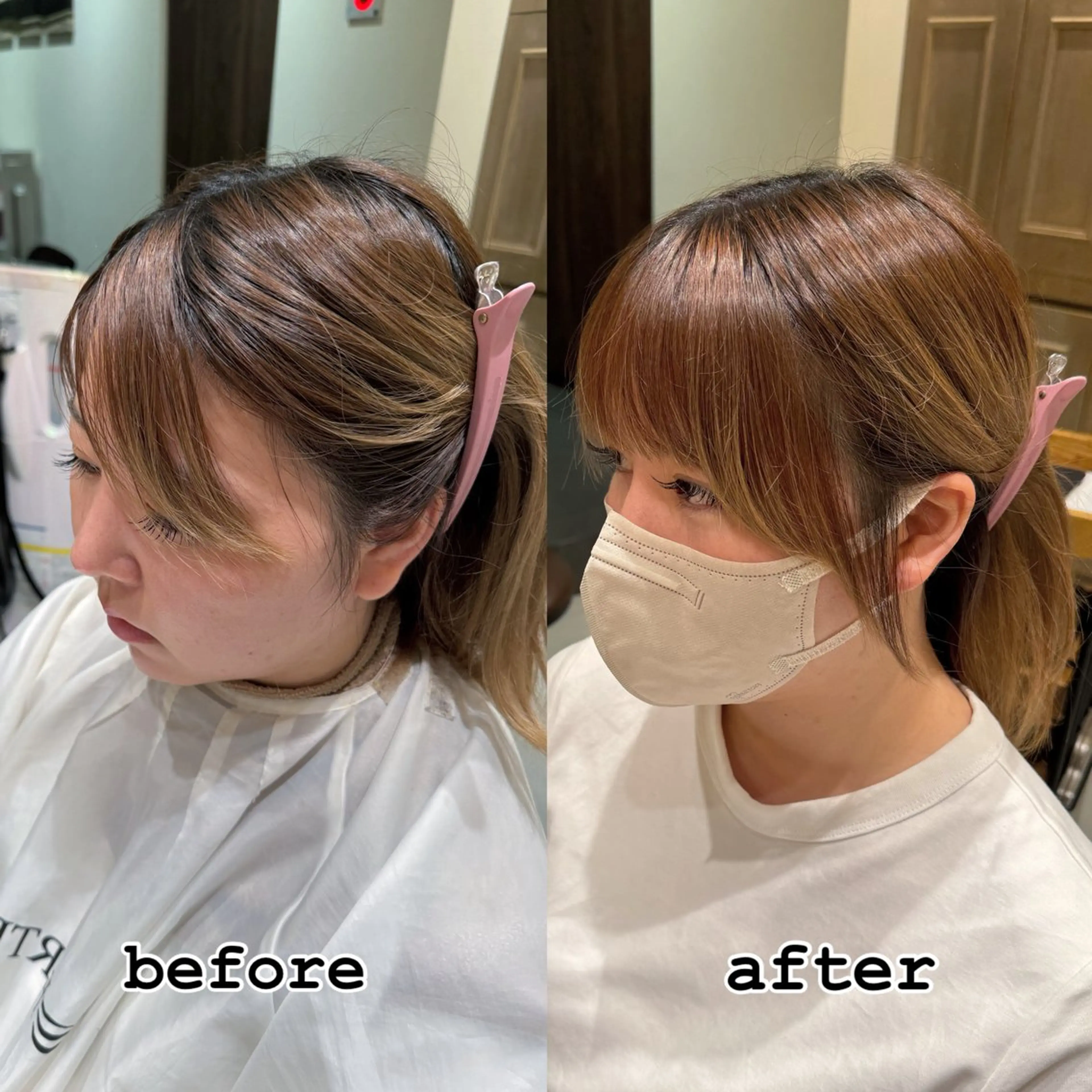 ミディアム ヘアアレンジ 顔周りカット 韓国風ヘア レイヤー/顔周り/透 明感カラー/うる艶のヘアスタイル