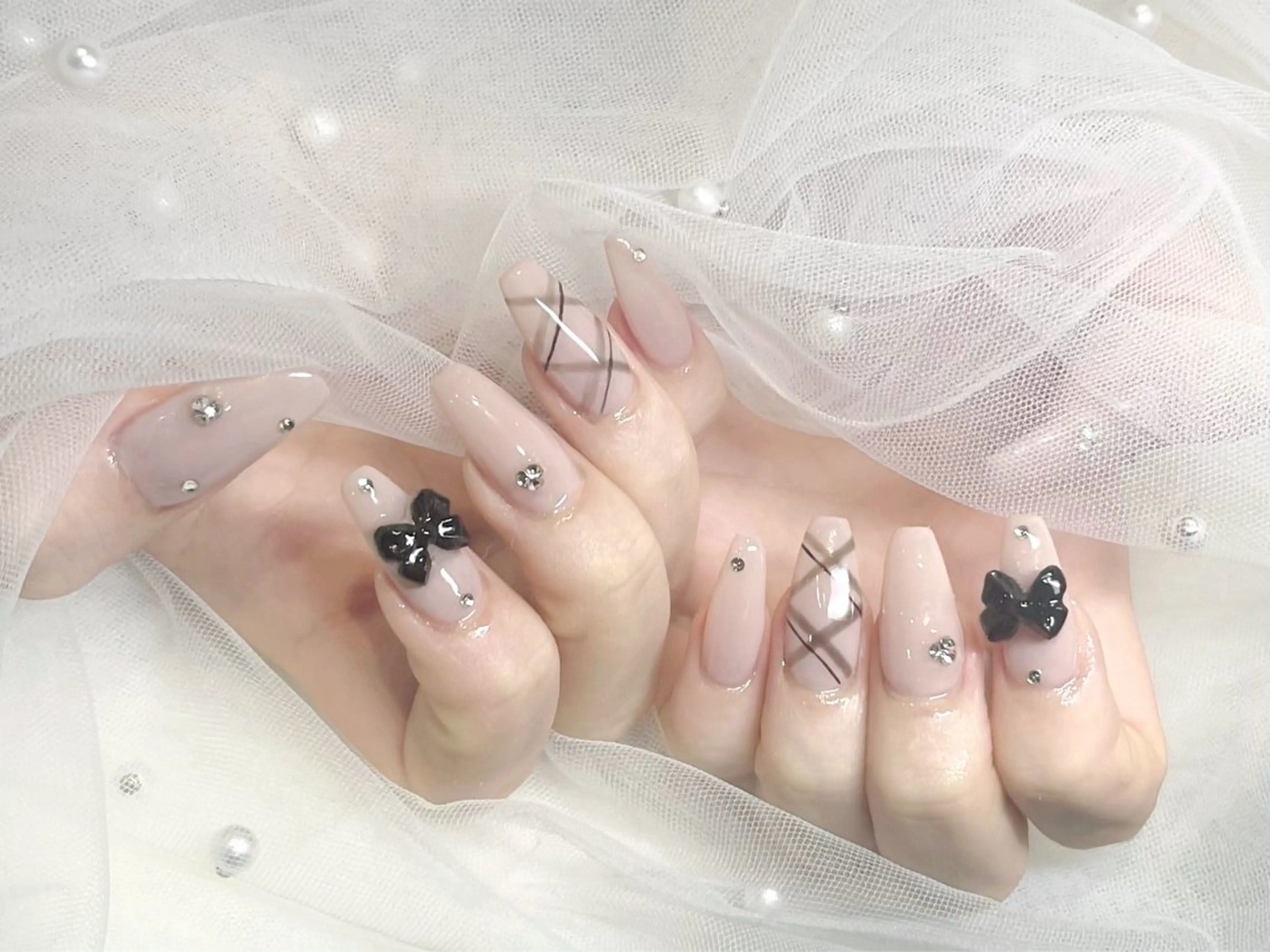 《オフあり》【チップ長さだし】アート90分コース🍒 〔ミニモ限定🎁大きいパーツ1つ無料〕の写真