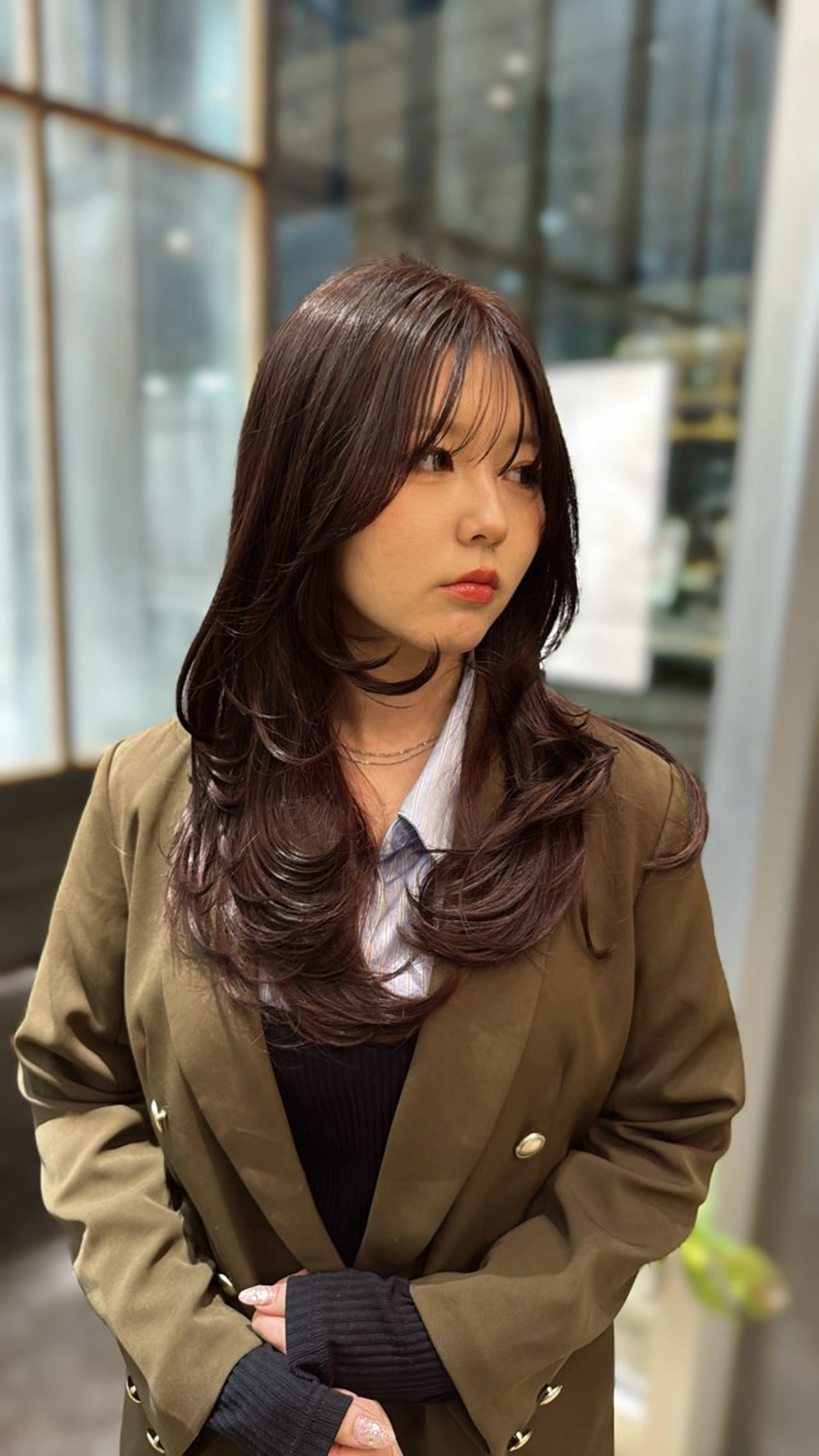 セミロング カット ヘアカラー レイヤーカット /momocaのヘアスタイル