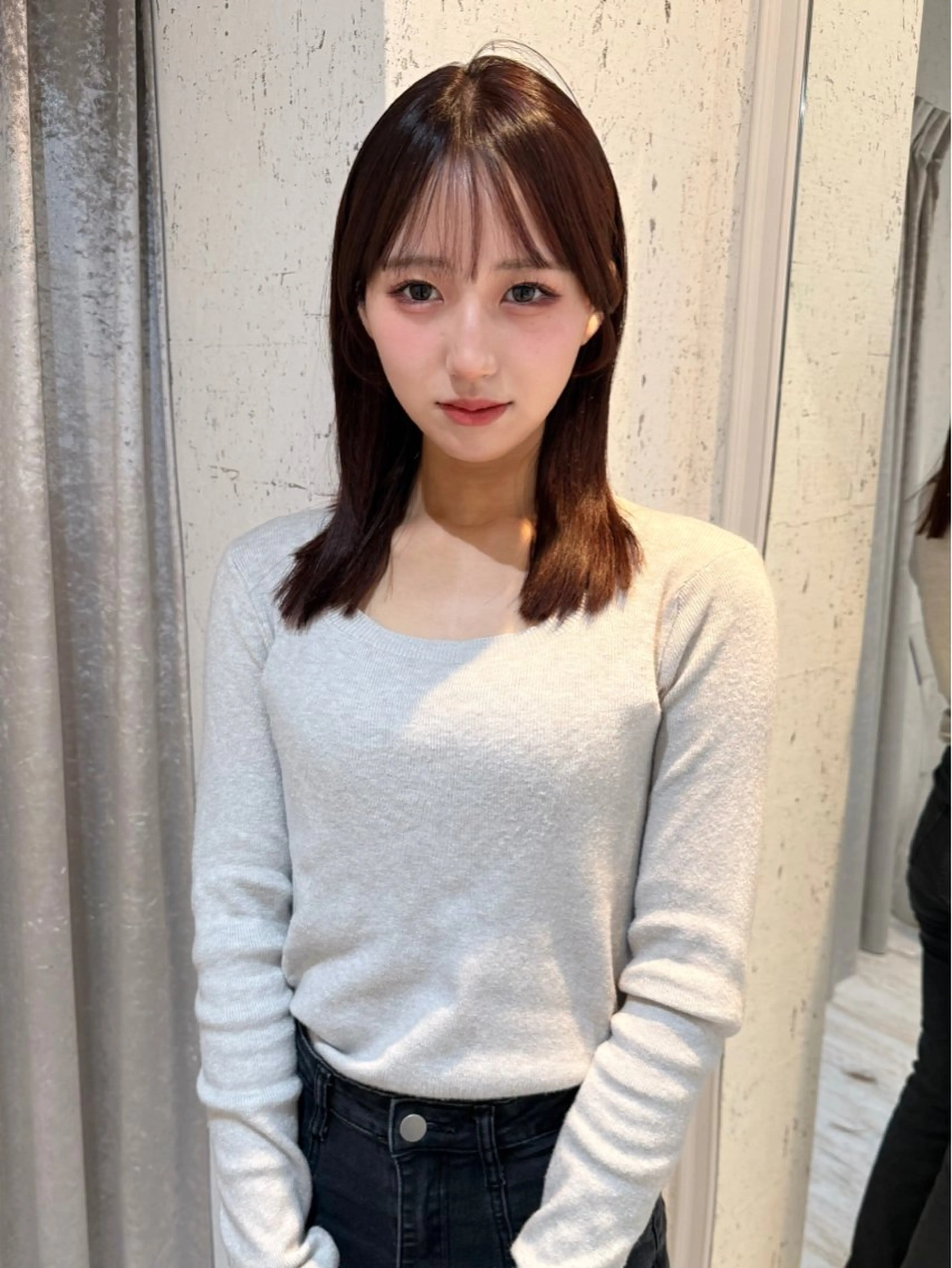 ミディアム カラー パーマ ブラウンカラー ピンクカラー ピンクブラウン カット ヘアカラー 縮毛矯正 トリートメント mai / linoah˚✧のヘアスタイル