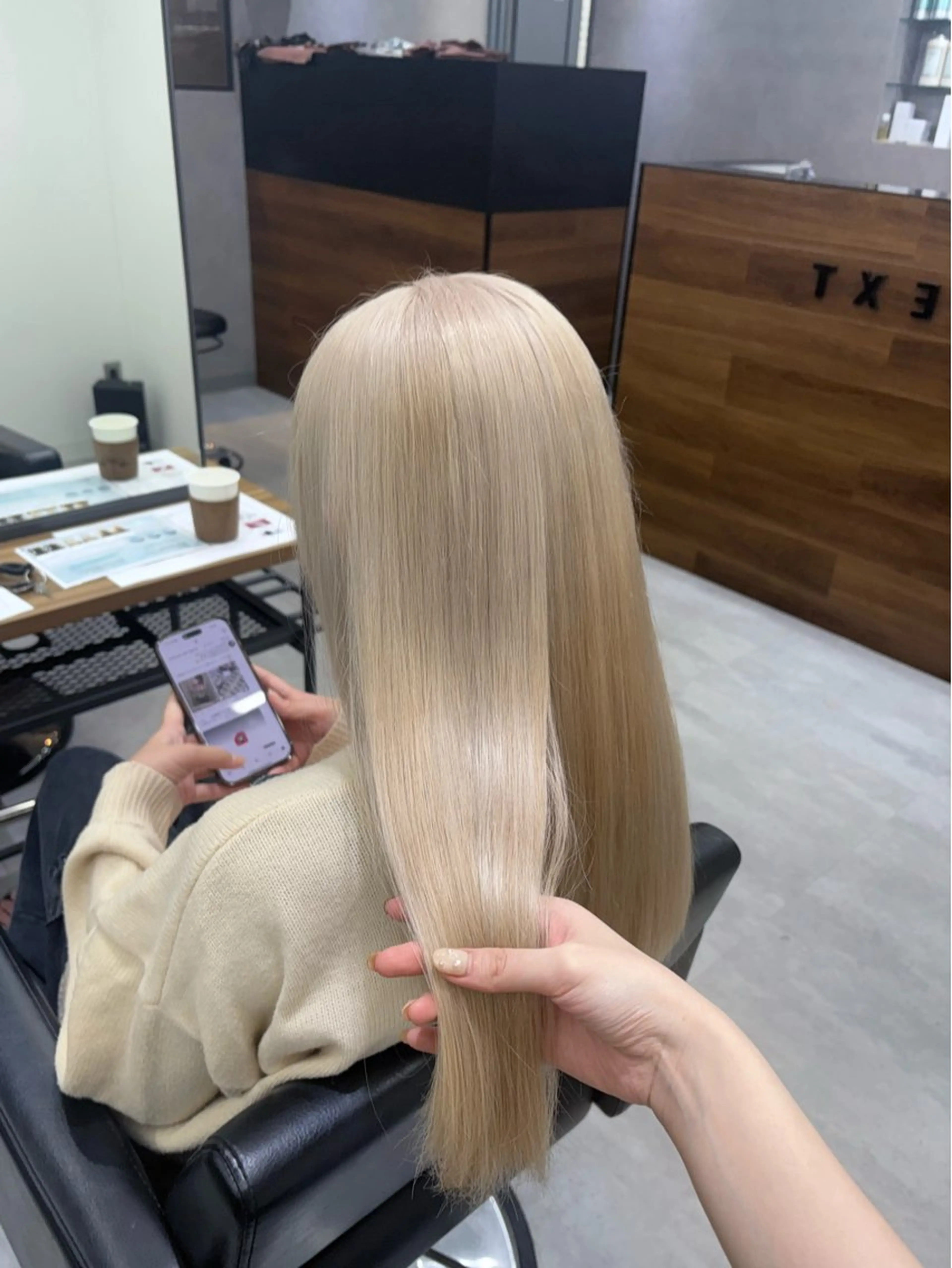 ロング カラー ベージュカラー ブリーチ ホワイトベージュ ヘアカラー ENA💗NEXT /ハイトーンエクステのヘアスタイル