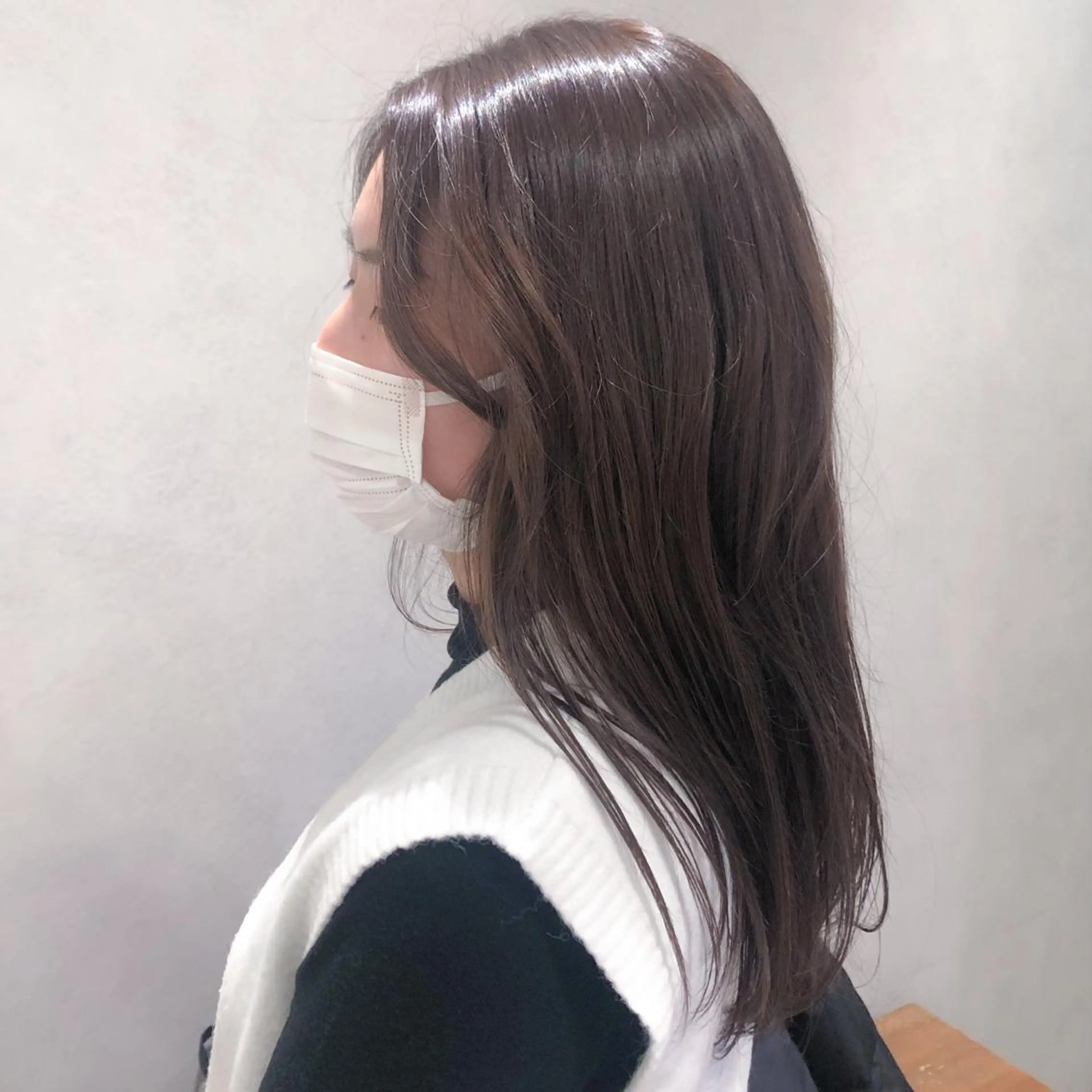 セミロング カラー メンズ ベージュカラー ラベンダーカラー ラベンダーベージュ 艶透明感カラー/ ルーズパーマ/田中のヘアスタイル