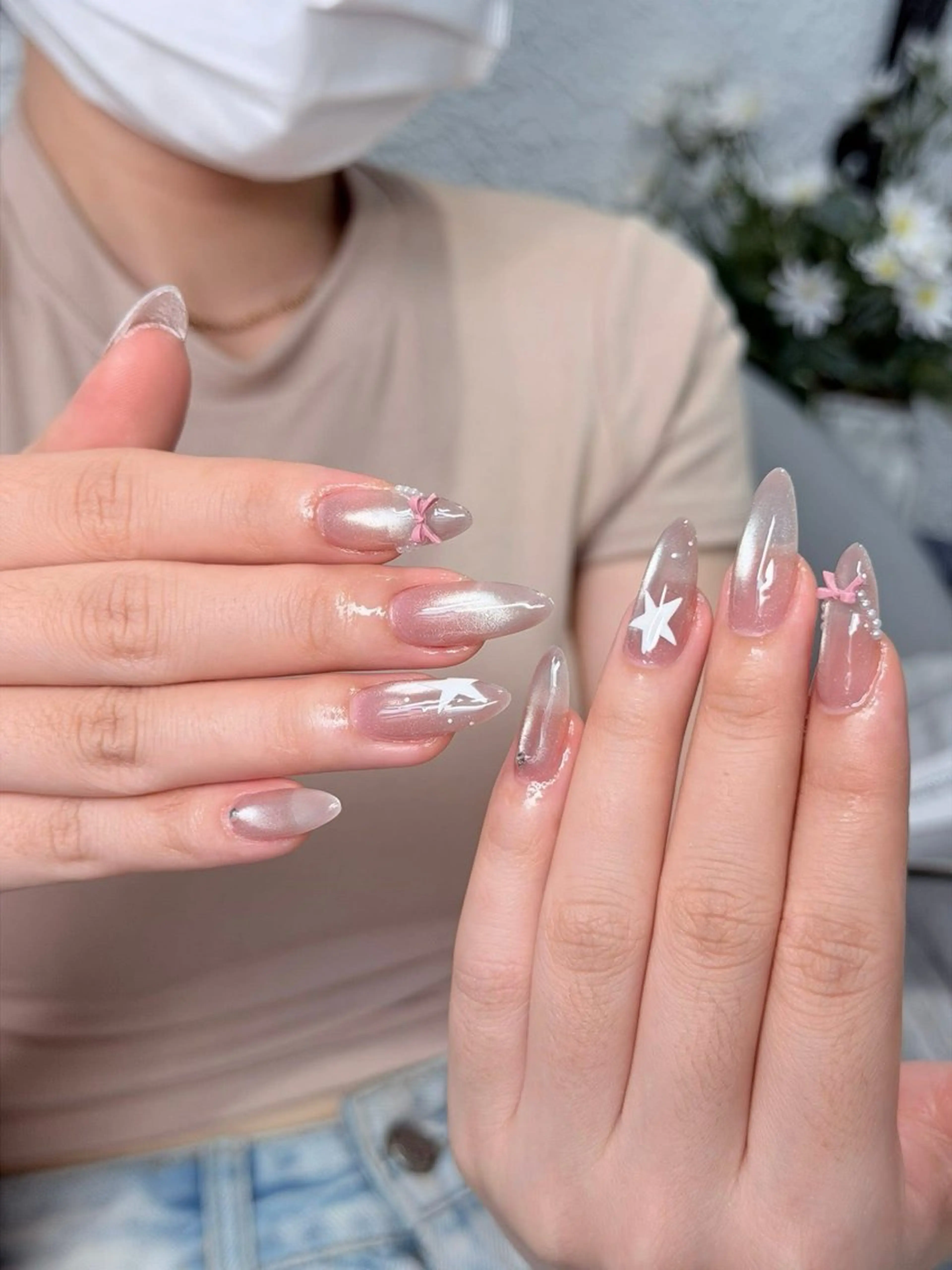 ネイル チークネイル フレンチネイル グラデーション 韓国ネイル マグネットネイル ハンドネイル JIN 168 新大久保のネイルデザイン