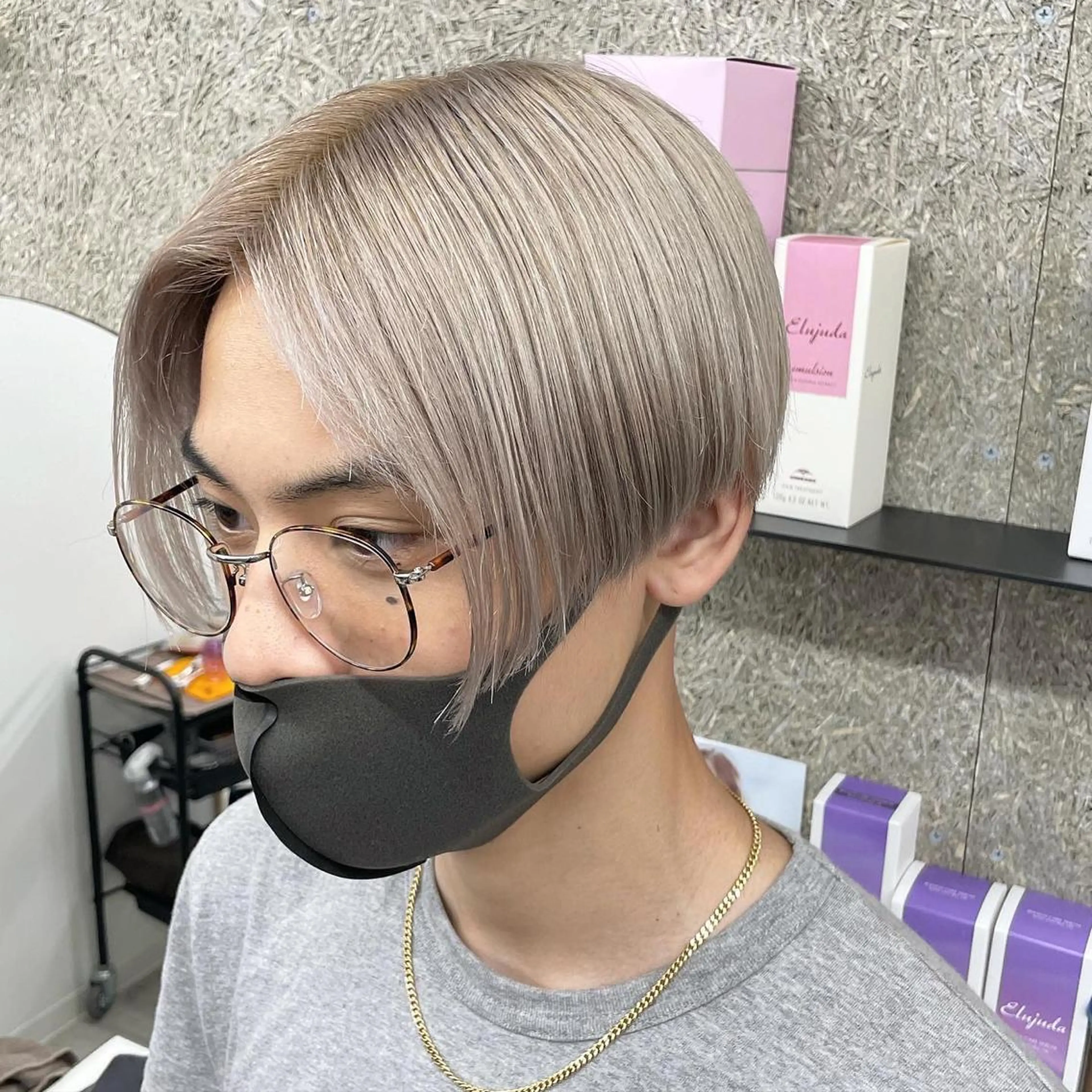 ショート カラー メンズ Lull1人美容室 バレイヤージュのヘアスタイル