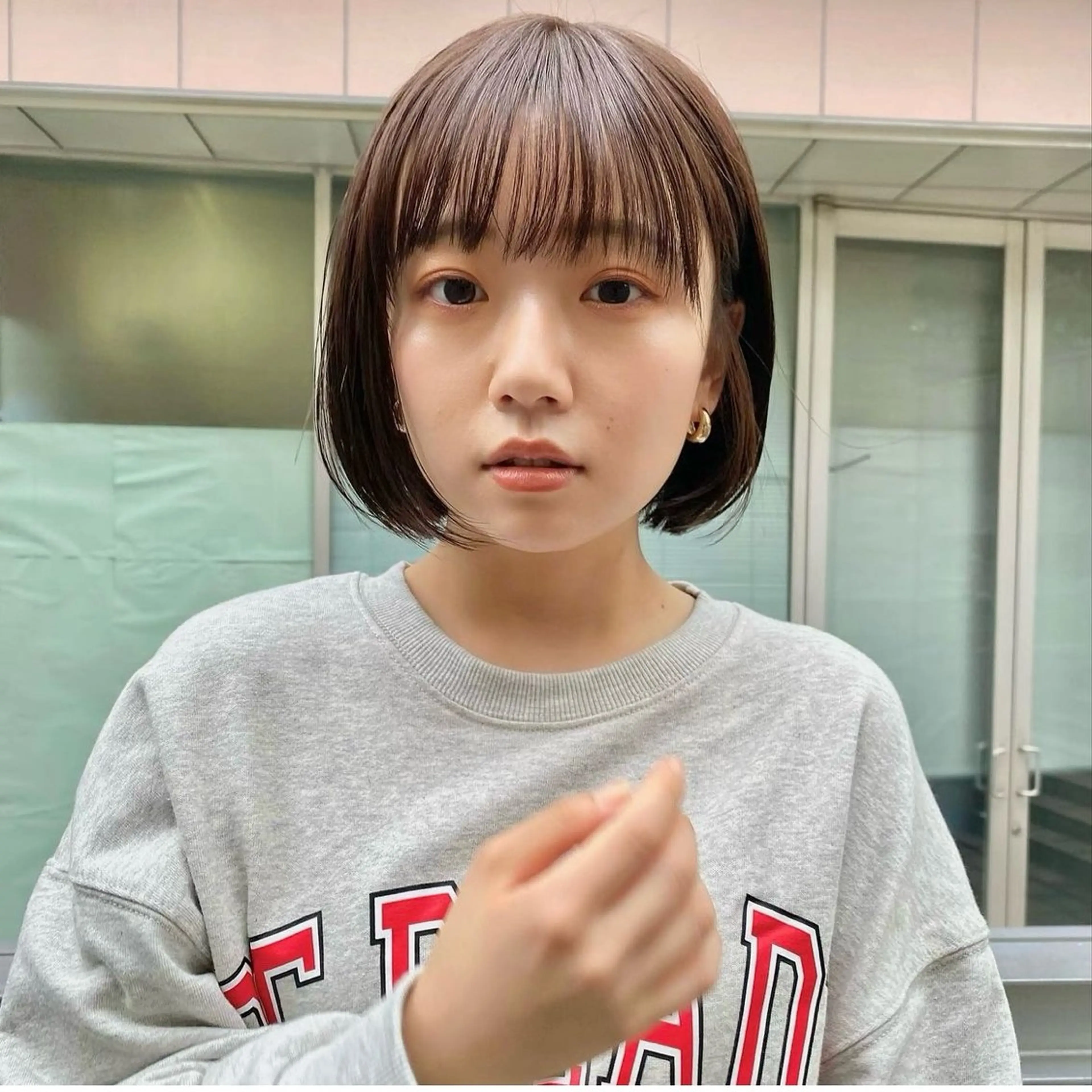 ショート カラー ボブ 韓国風ヘア カット ヘアカラー トリートメント ボブ/縮毛矯正/ レイヤー/塚田のヘアスタイル