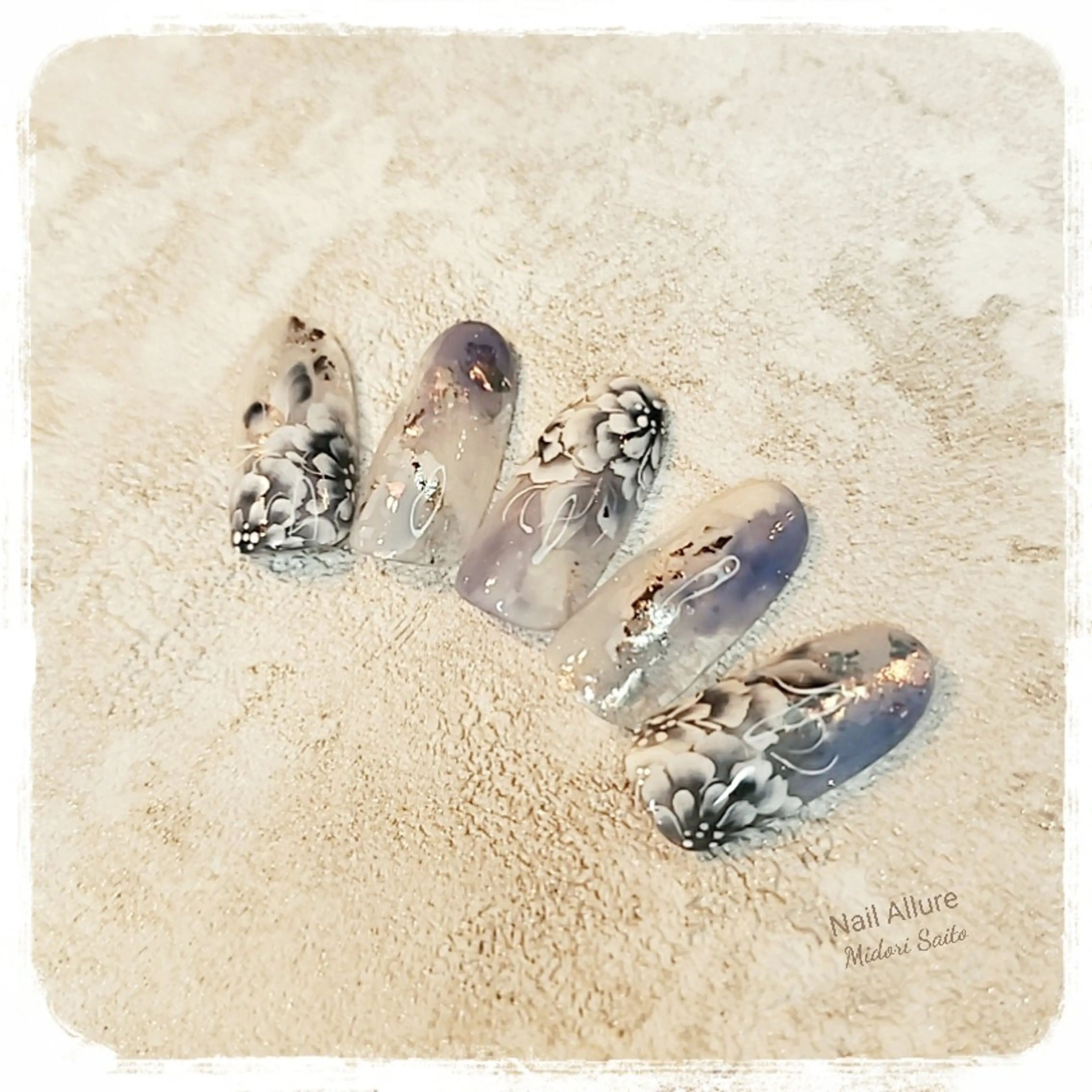 ネイル フラワーネイル ジェルネイル 大理石ネイル(マーブル) ニュアンスネイル スカルプネイル Nail Allure(ネイル アルーア)所属・Nail Allureのネイルデザイン