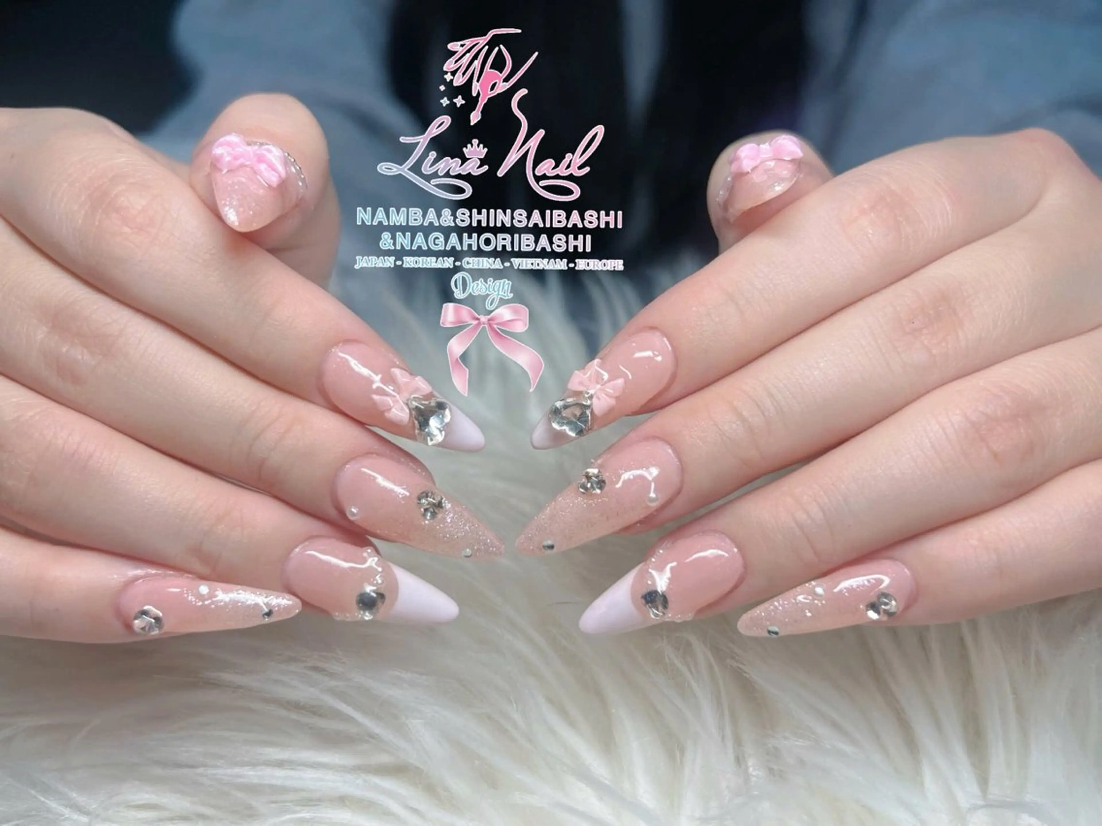 セミロング 韓国風ヘア クリスマス ハンドネイル Linanail Nambaのマツエク・マツパデザイン