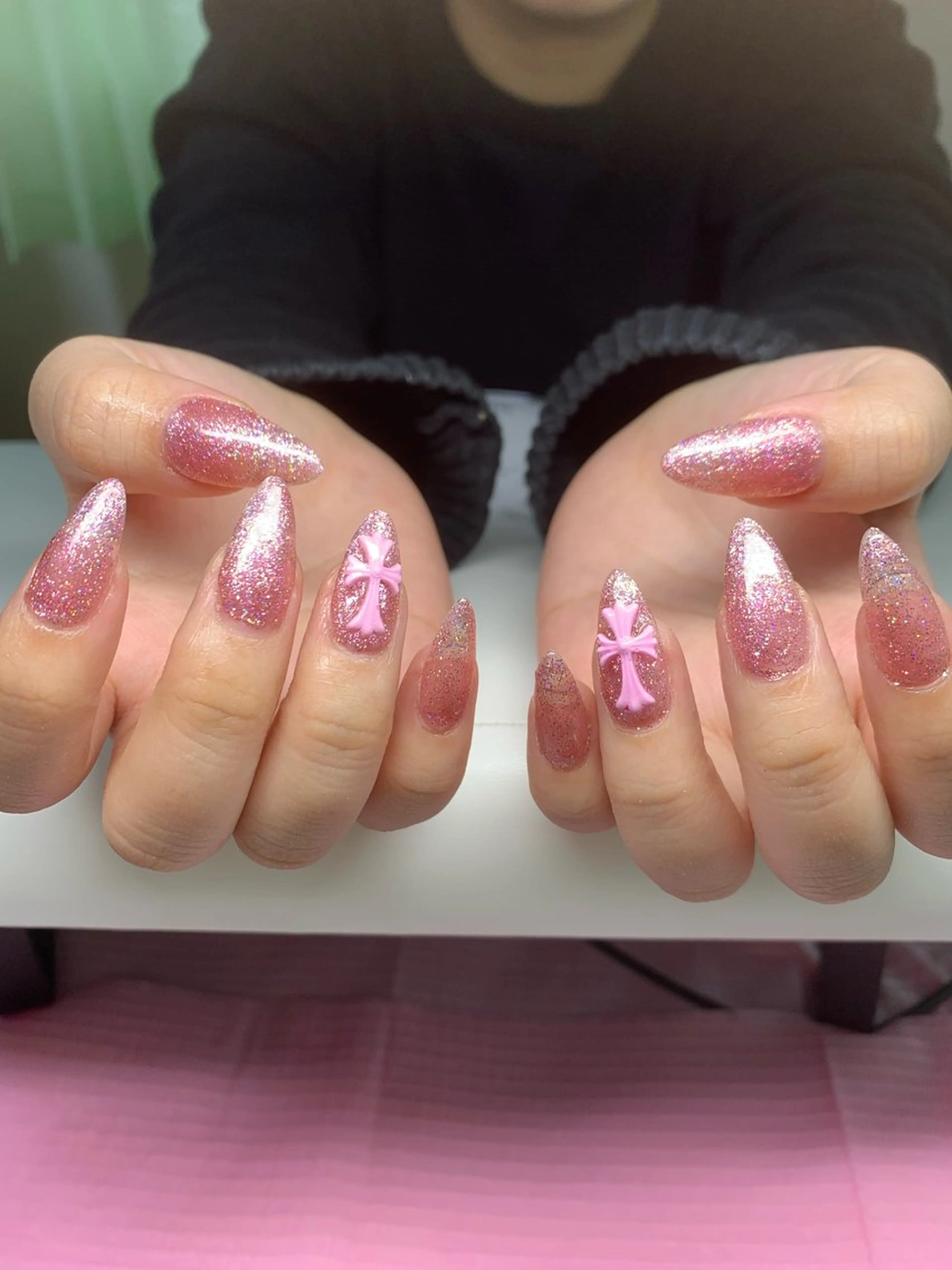 ネイル 長さ出し ラメ(グリッター) ワンカラーネイル MANA_NAIL このみのネイルデザイン