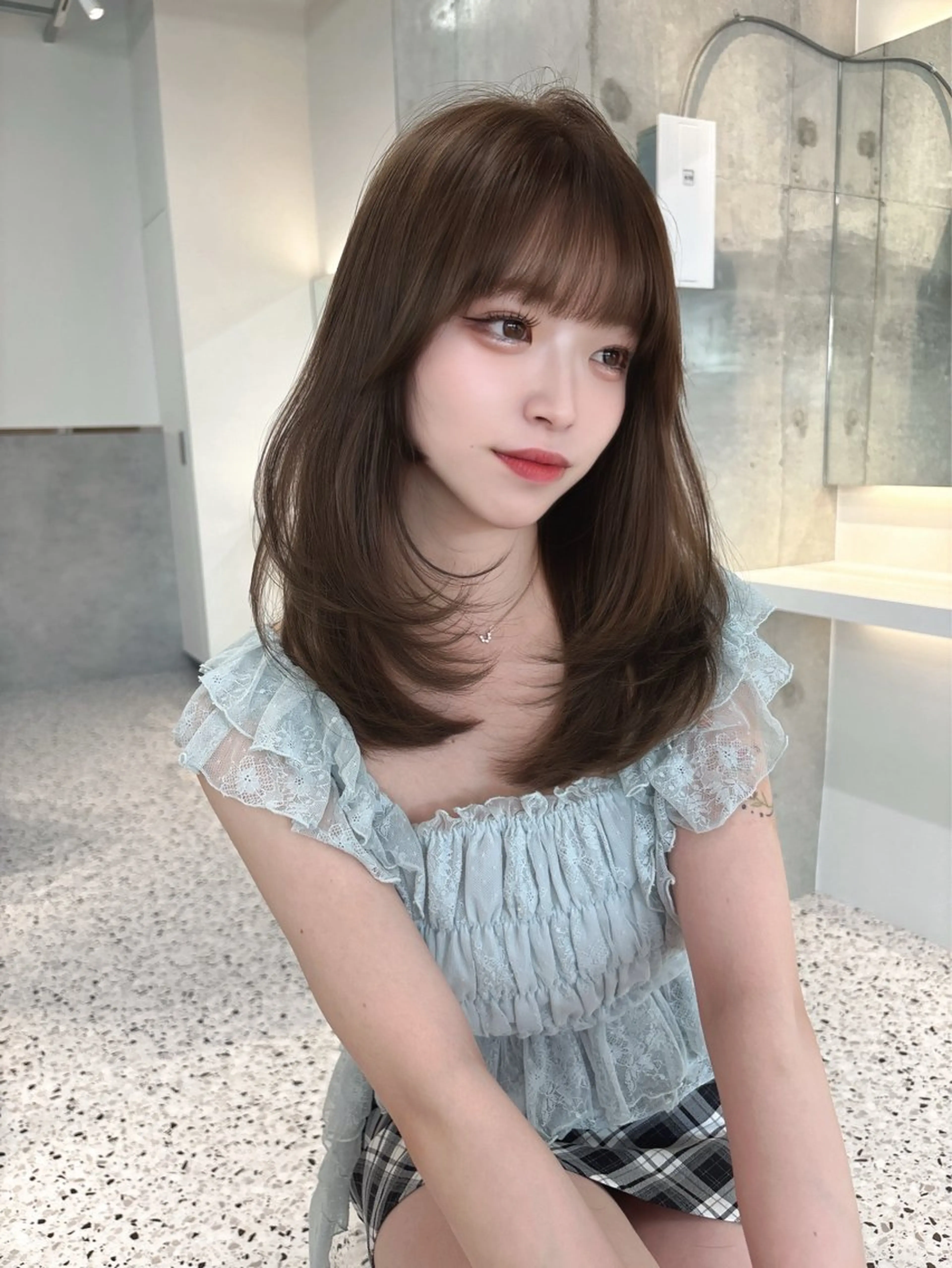 ミディアム yui🎀ブリーチ なしベージュ／博多のヘアスタイル
