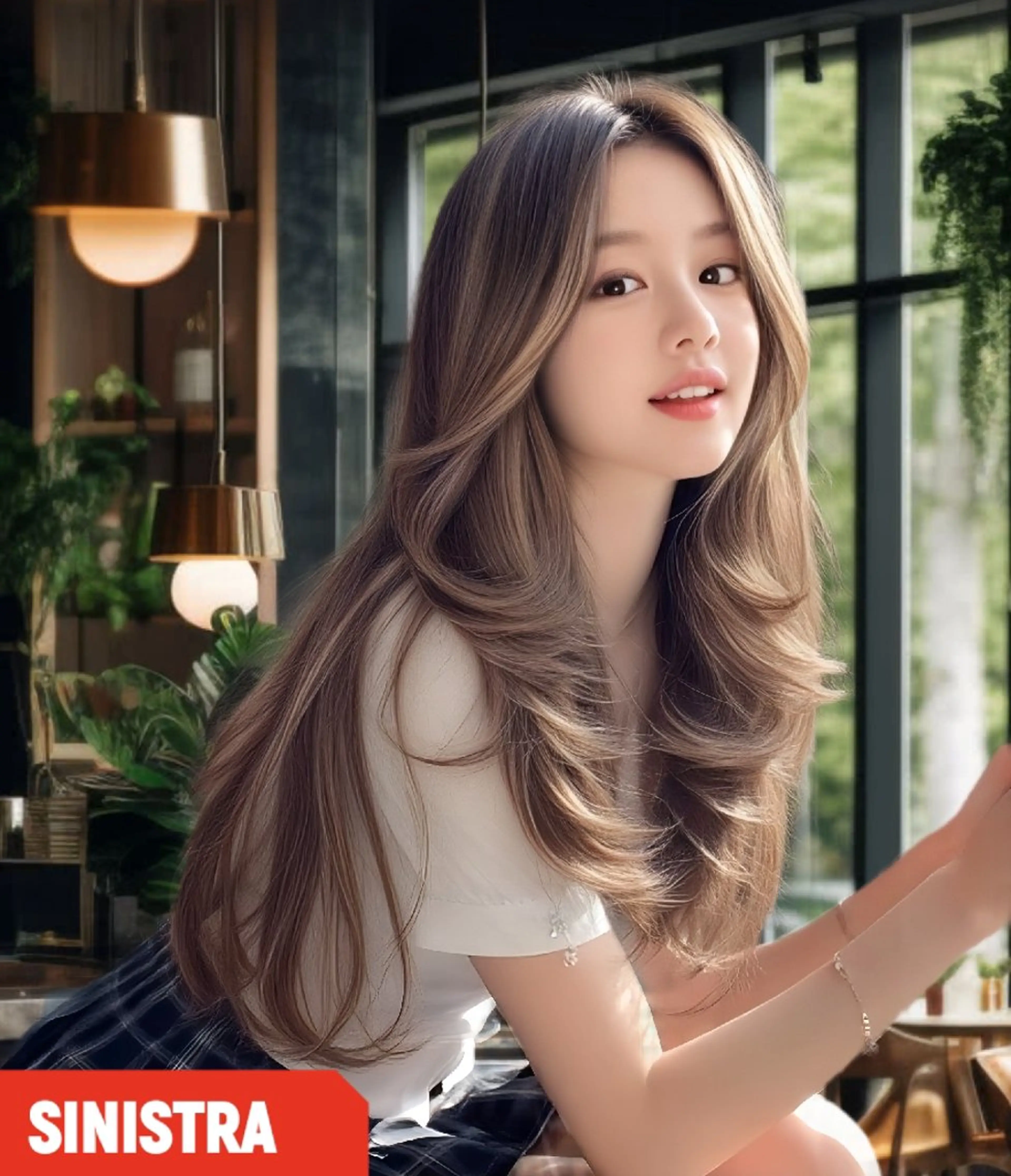 ロング ハイライト レイヤーカット ロング ヘアカラー 足利市・原宿・表参道 シニストラのヘアスタイル