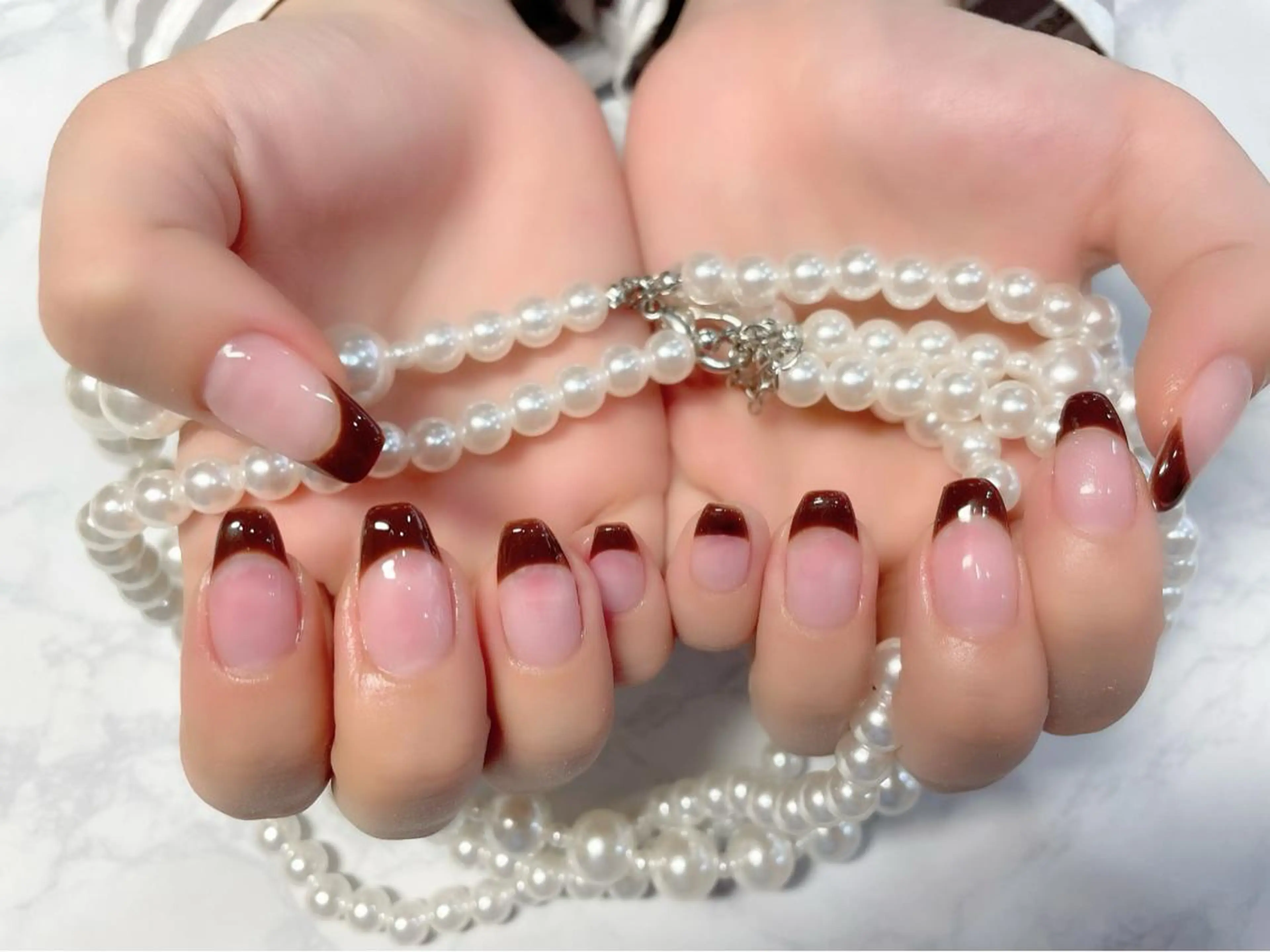 ネイル フレンチネイル 春ネイル 神戸三宮pretty プリティーのマツエク・マツパデザイン