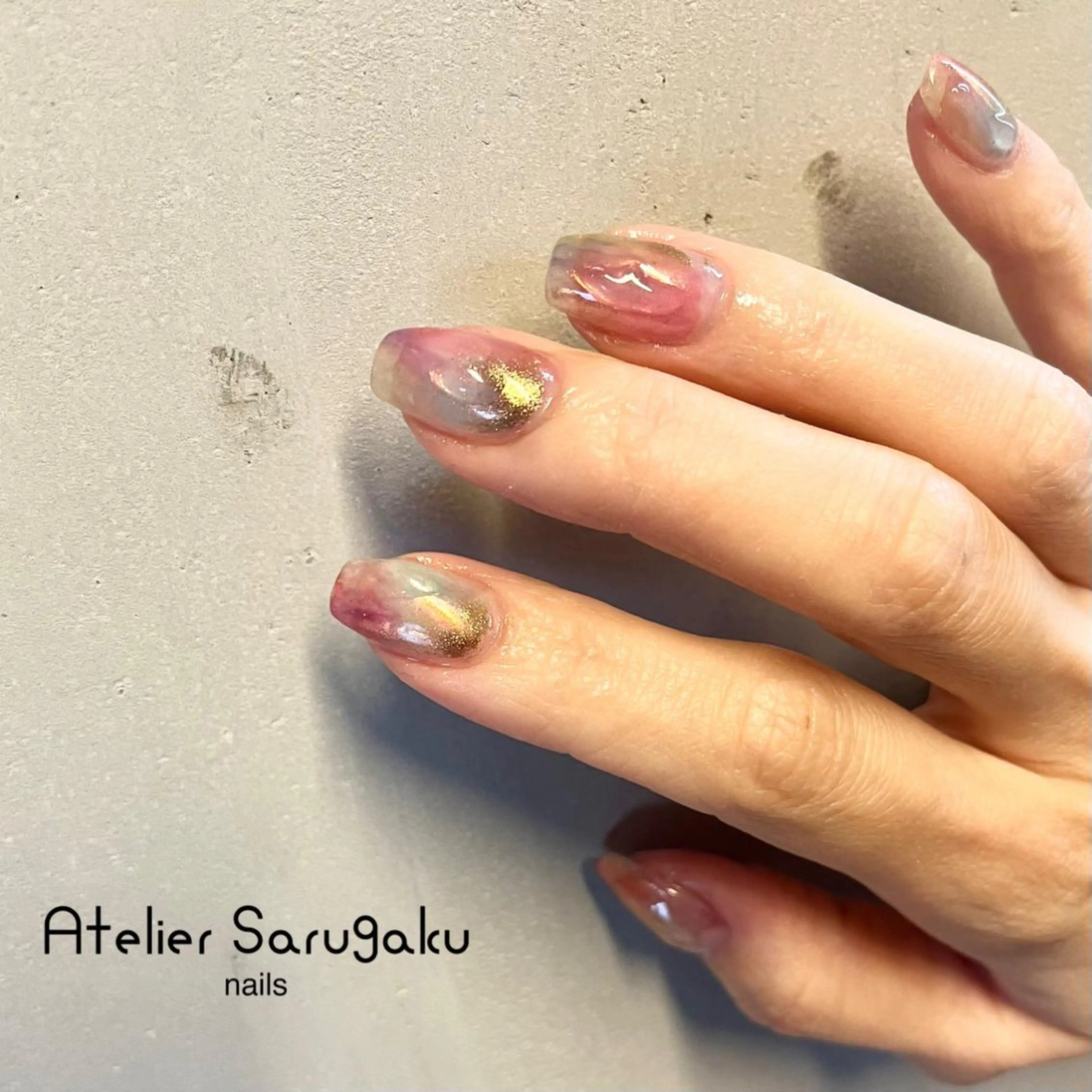 ネイル ミラーネイル ニュアンスネイル シンプルネイル 春ネイル ハンドネイル 駒沢大学sususu nailのネイルデザイン