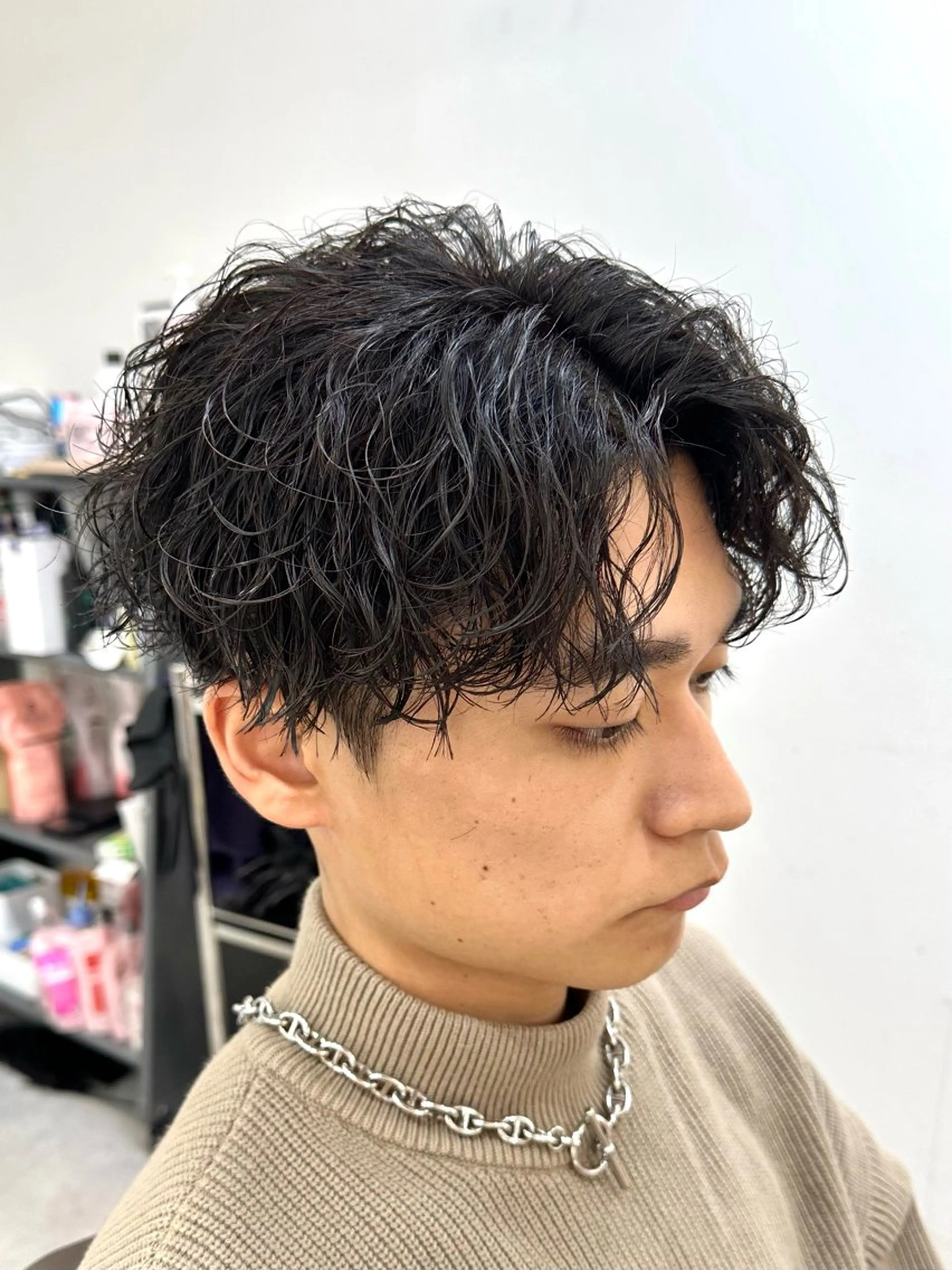 ショート パーマ メンズ メンズパーマ 波巻きパーマ カット パーマ 渋谷/メンズ専門 美容師🍚ふみやのヘアスタイル