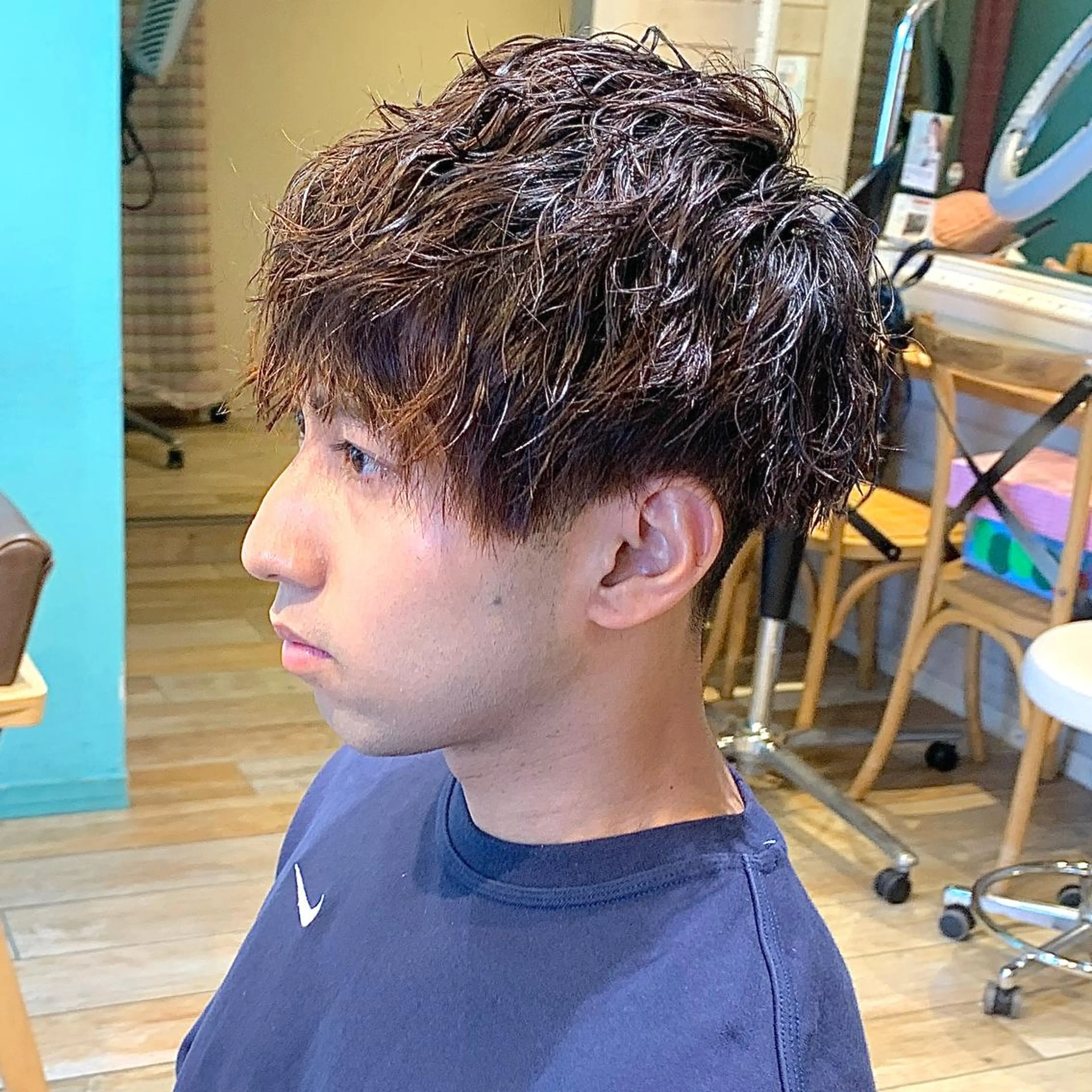 ショート パーマ メンズ カルマパーマ メンズ韓国風 メンズパーマ スペインカール 波巻きパーマ メンズパーマ&メンズ 縮毛矯正/平野/渋谷のヘアスタイル