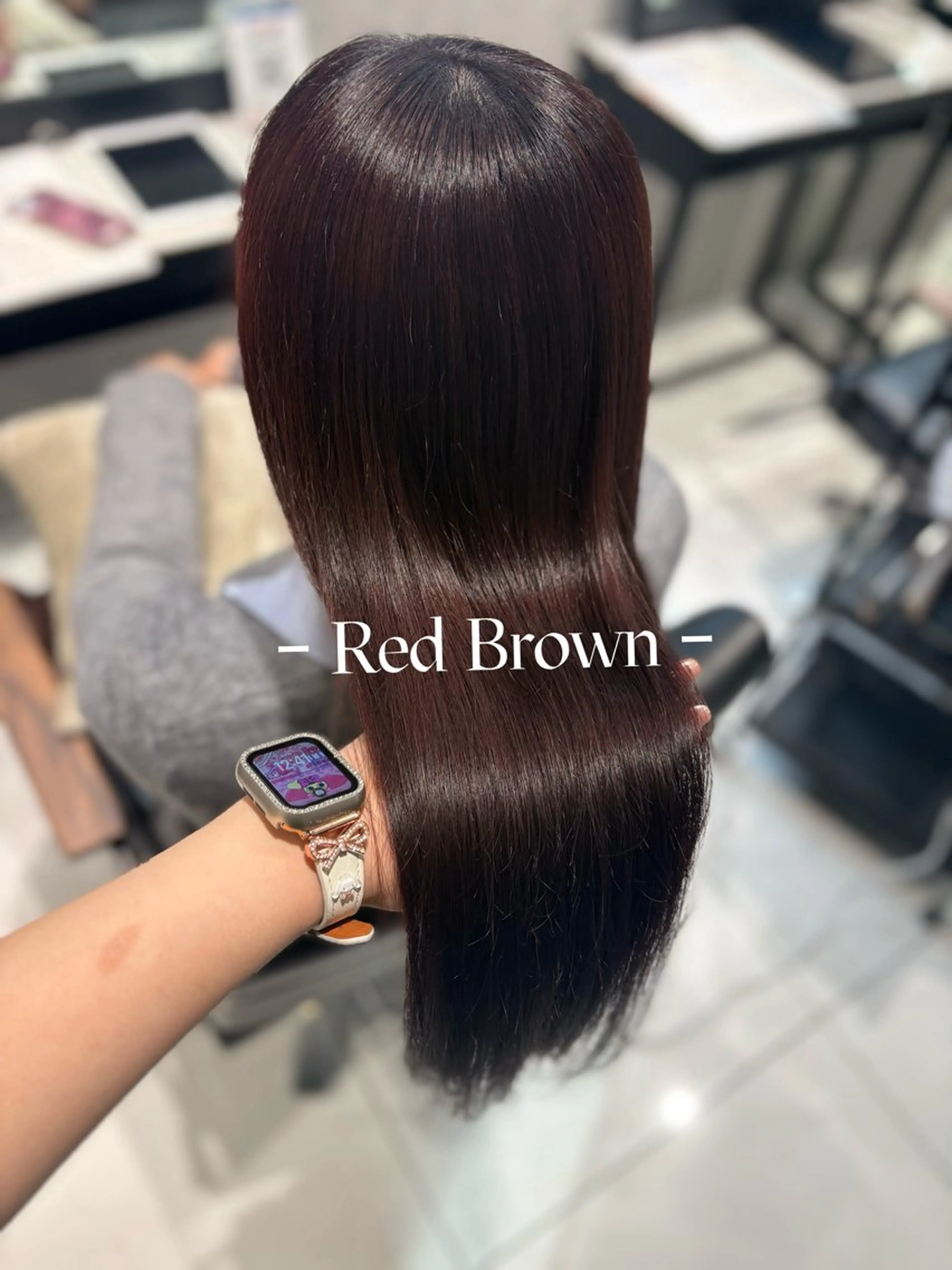 ロング カラー ブラウンカラー レッドカラー レッドブラウン ヘアカラー トリートメント ハルカ🌷顔周り /レイヤーカットのヘアスタイル