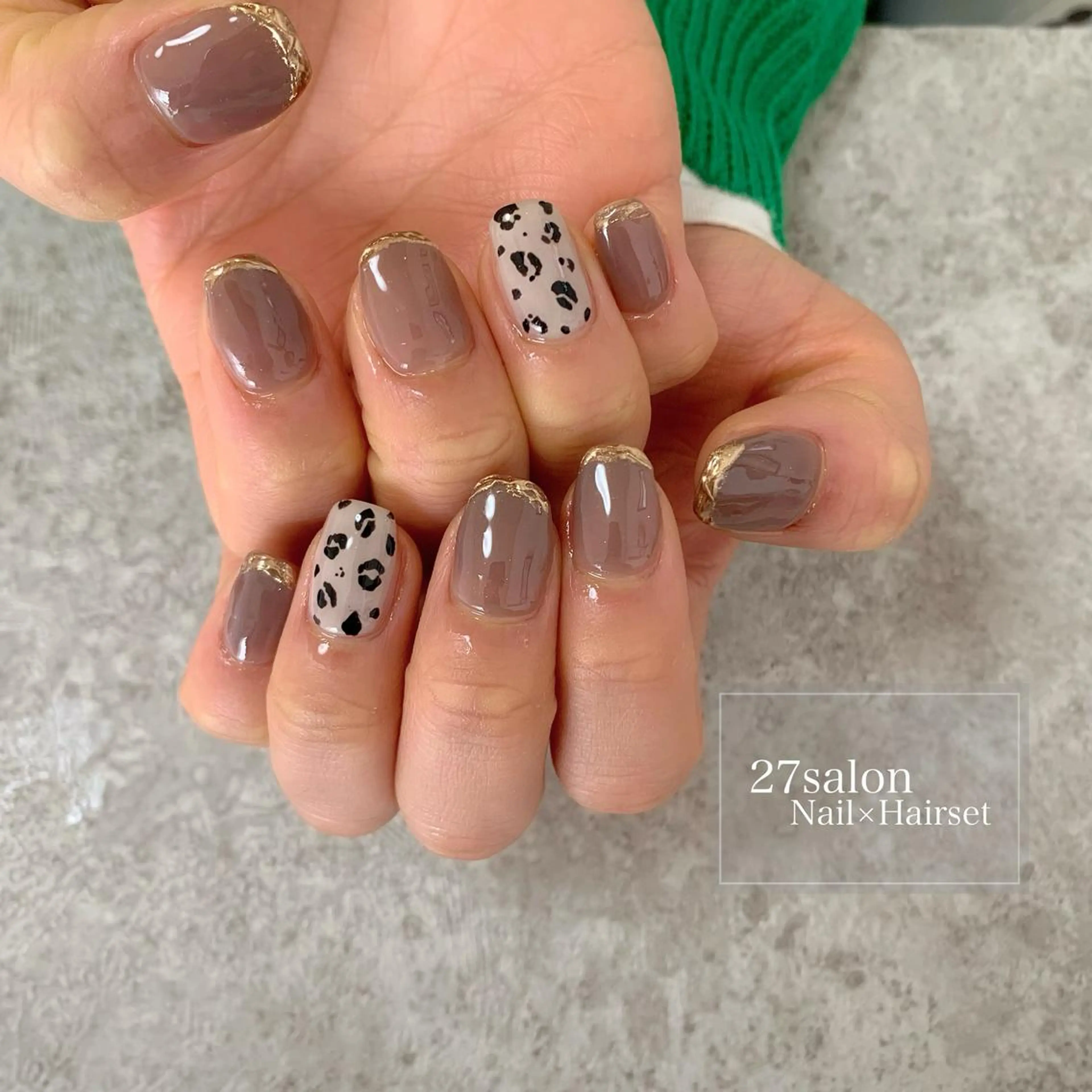 ネイル アニマル柄 ブラウン 27salon yuinaのネイルデザイン