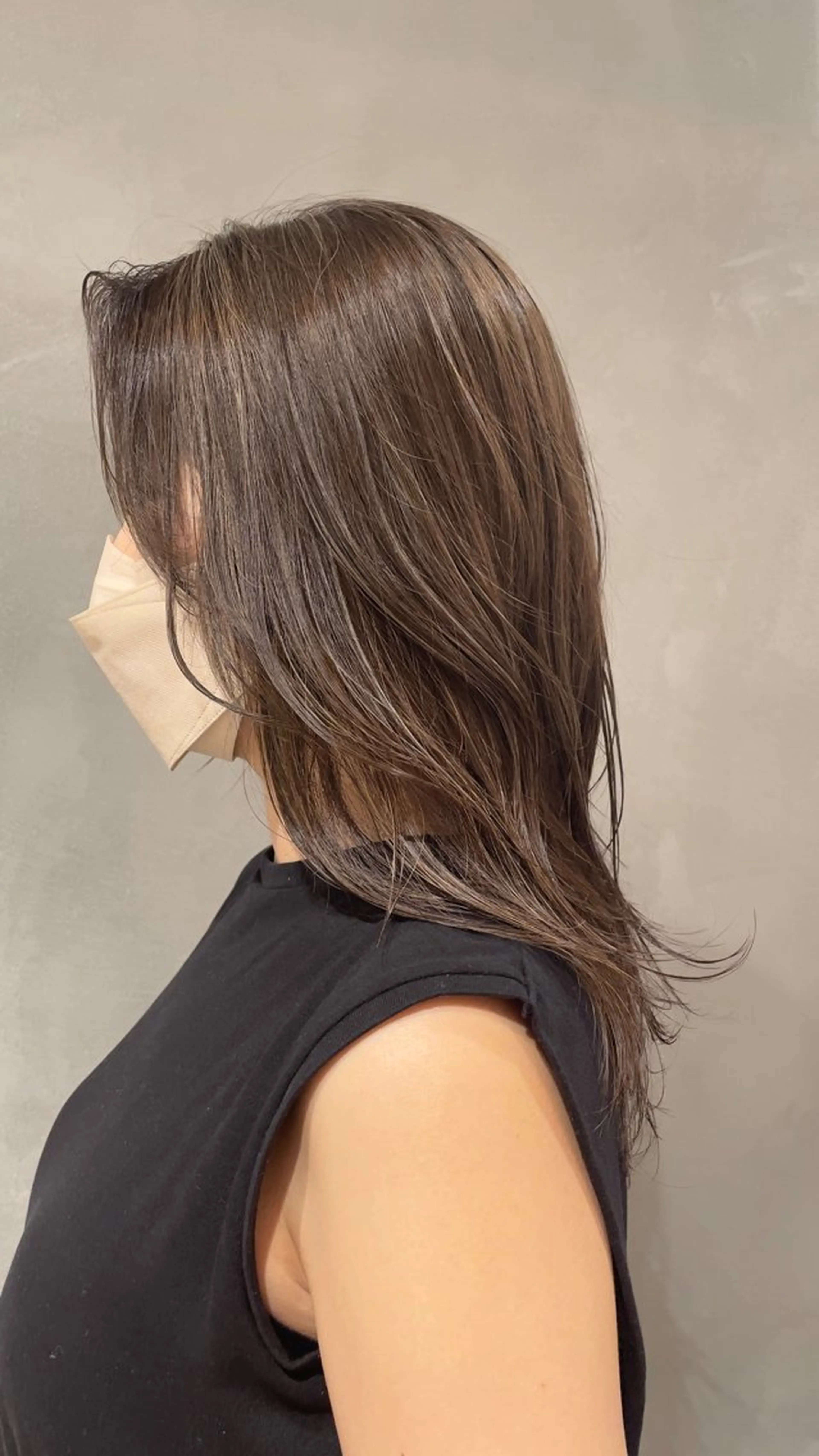 ミディアム カラー ハイライトカラー ハイライト 都築 菜美のヘアスタイル