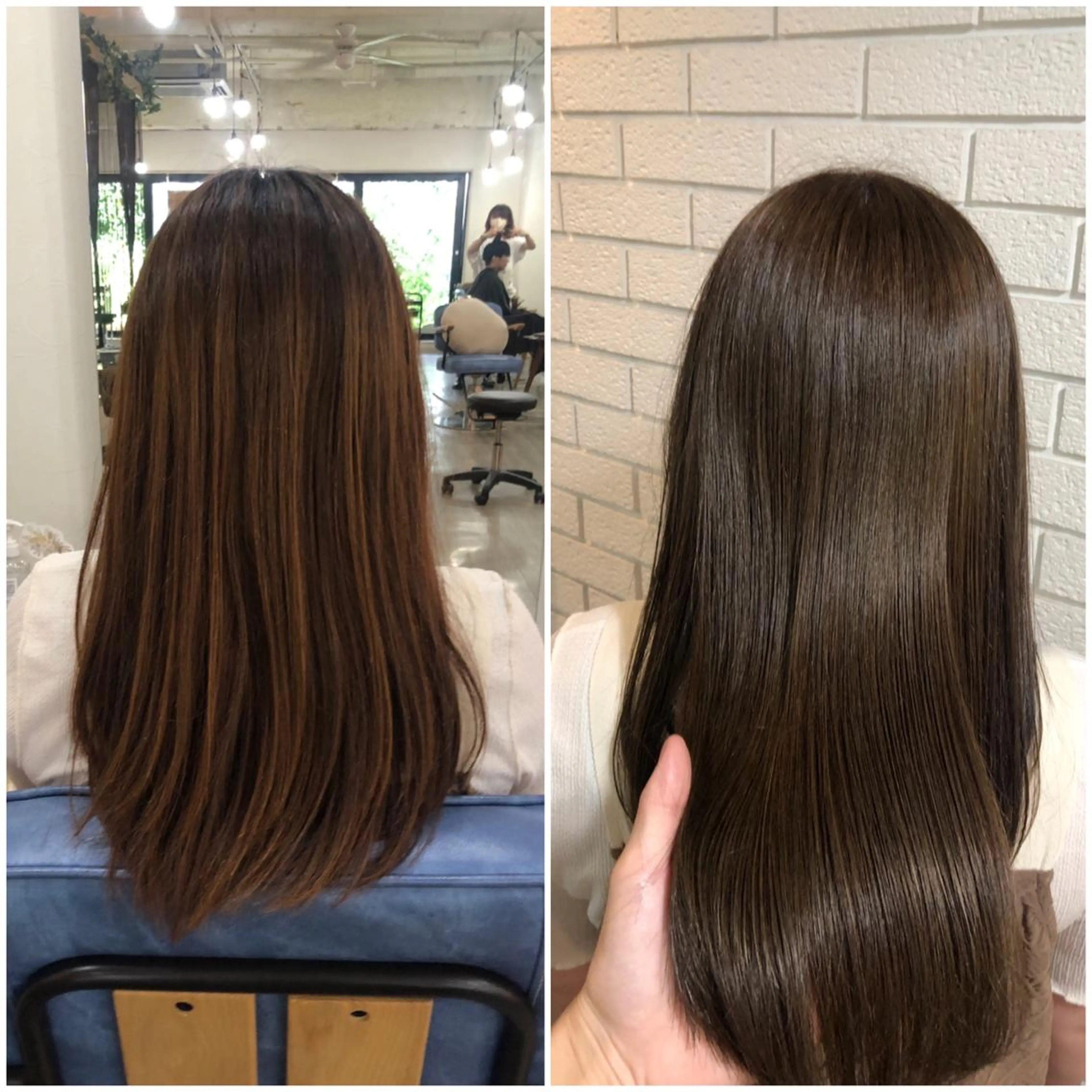 セミロング カット ヘアカラー トリートメント 艶カラー🩵💛 NANAのヘアスタイル