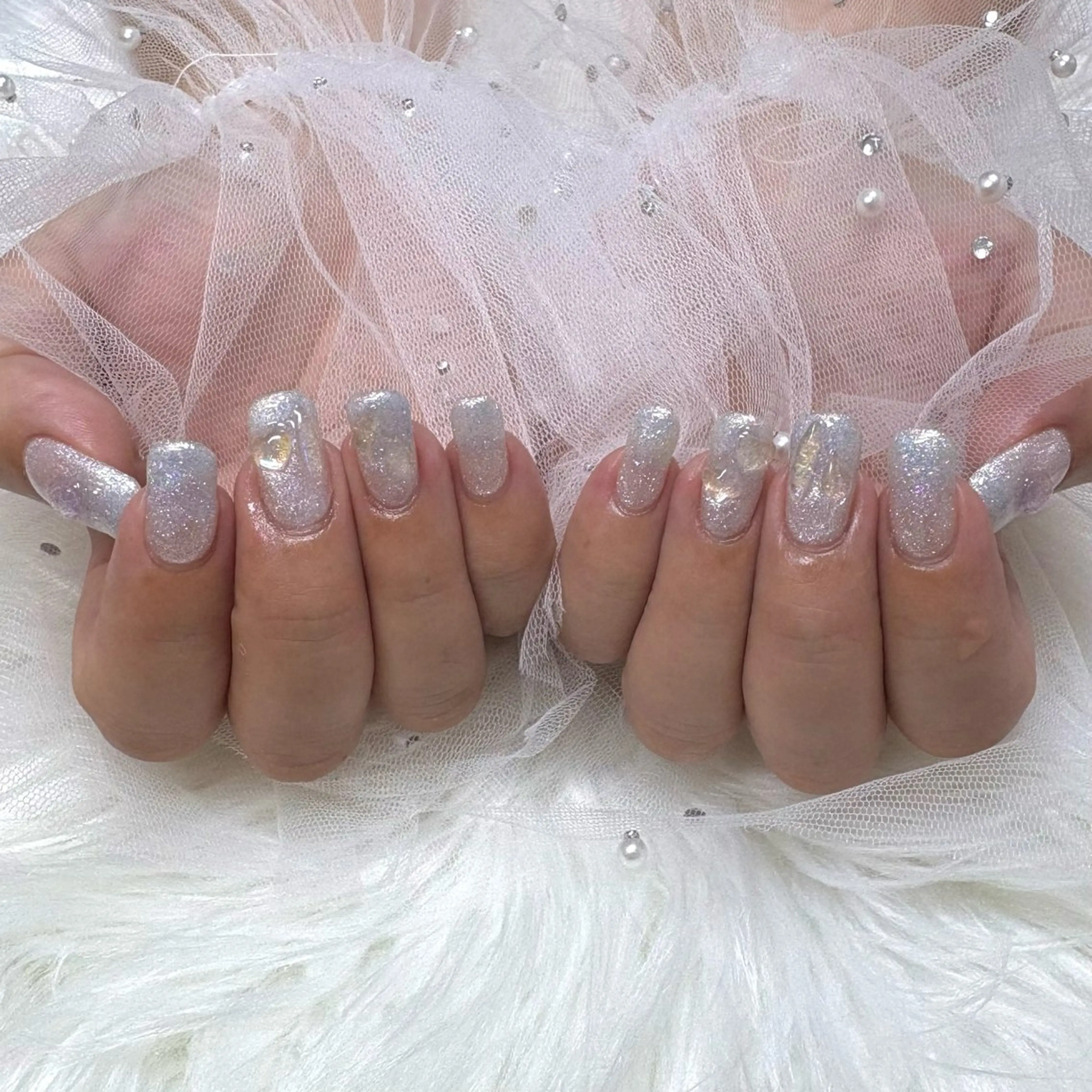 ネイル ハート 氷ネイル・うるうるネイル ハンドネイル SHINE nail salonのネイルデザイン