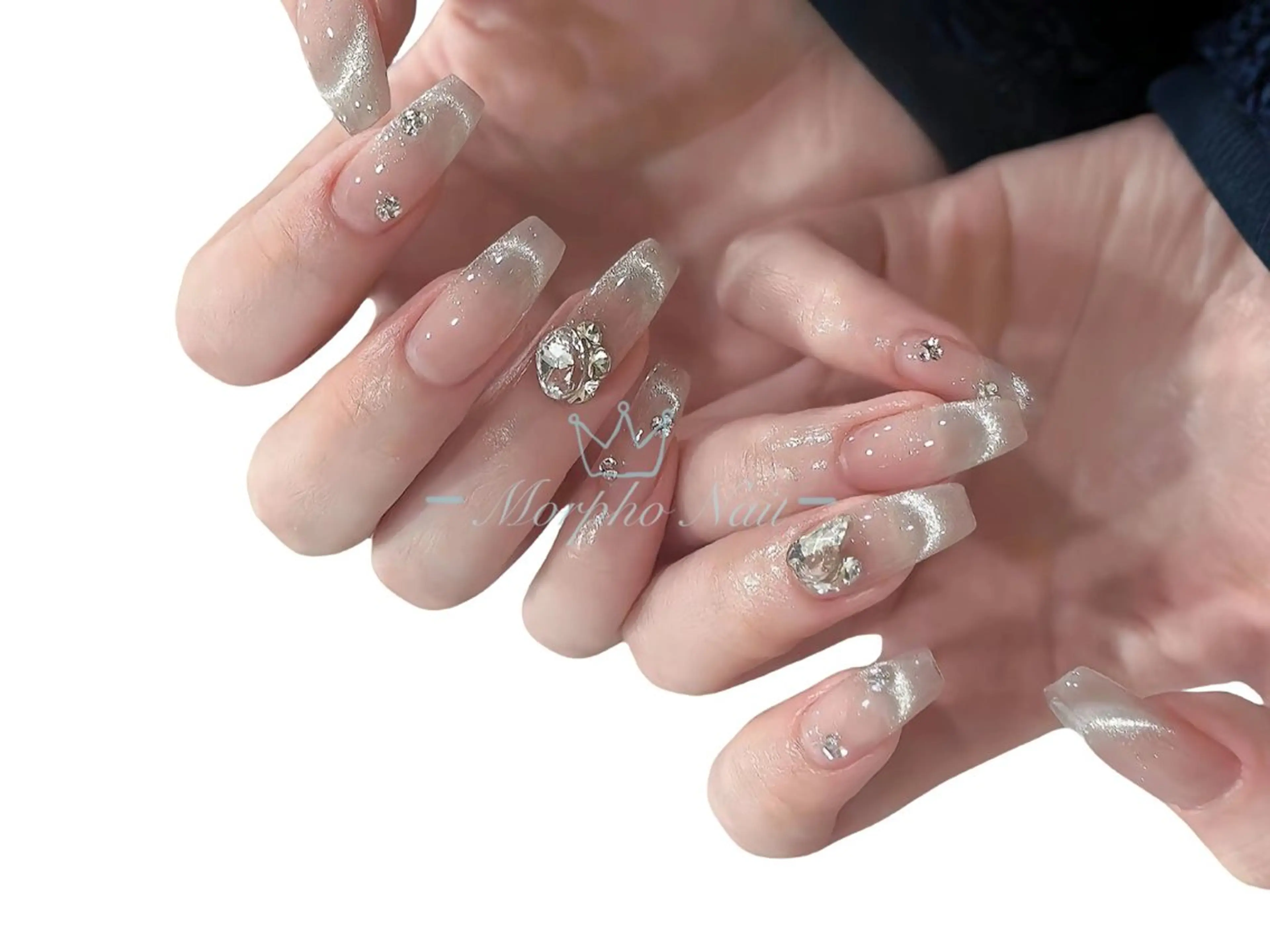 ネイル 長さ出し ジェルネイル キラキラネイル 大理石ネイル(マーブル) ニュアンスネイル Morpho nailのネイルデザイン