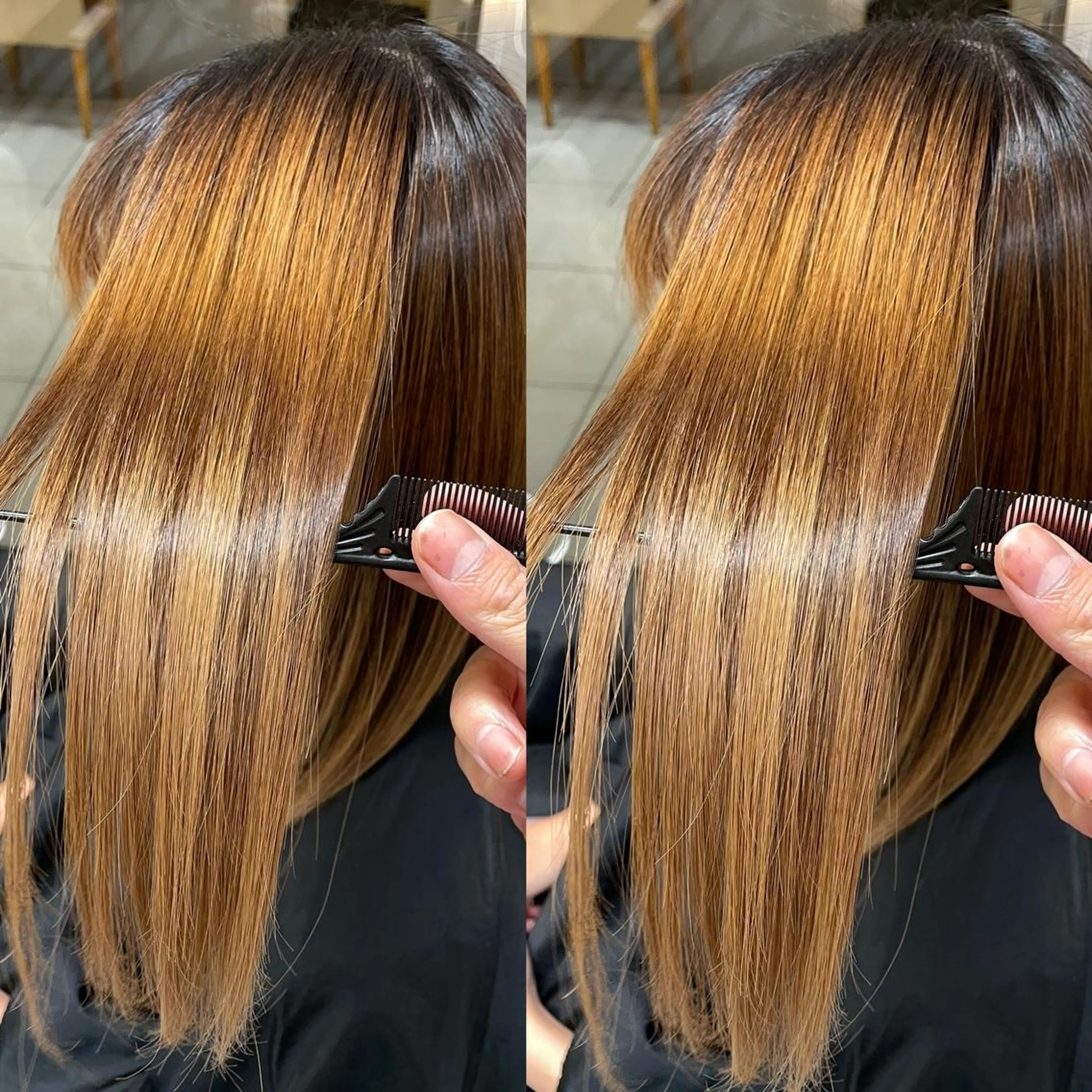 ミディアム カット 縮毛矯正 トリートメント 縮毛/レイヤー 韓国/橋口のヘアスタイル