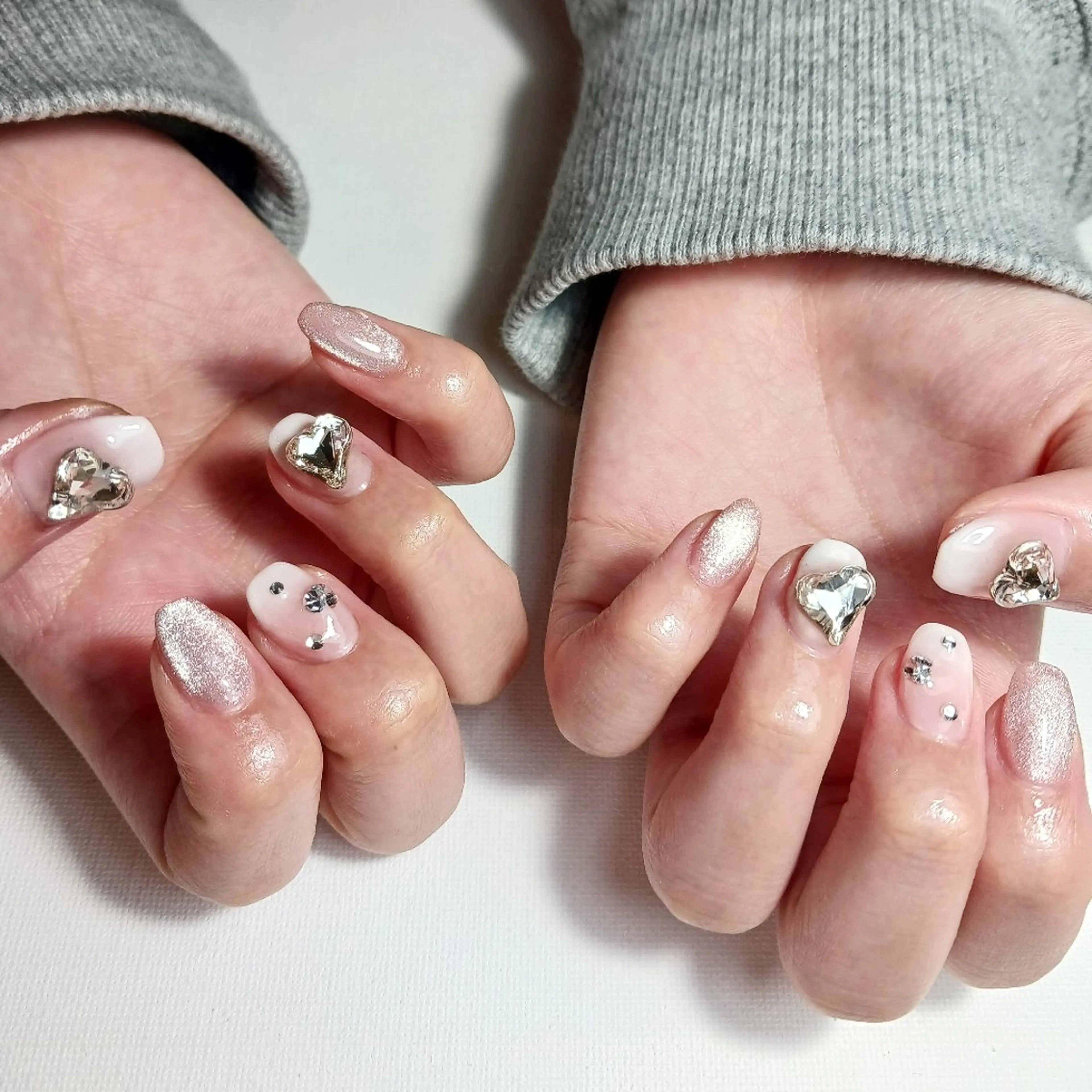 ネイル ジェルネイル ハート 持ち込み ピンク ショートネイル ハンドネイル owlnail /持込みデザイン専門のネイルデザイン