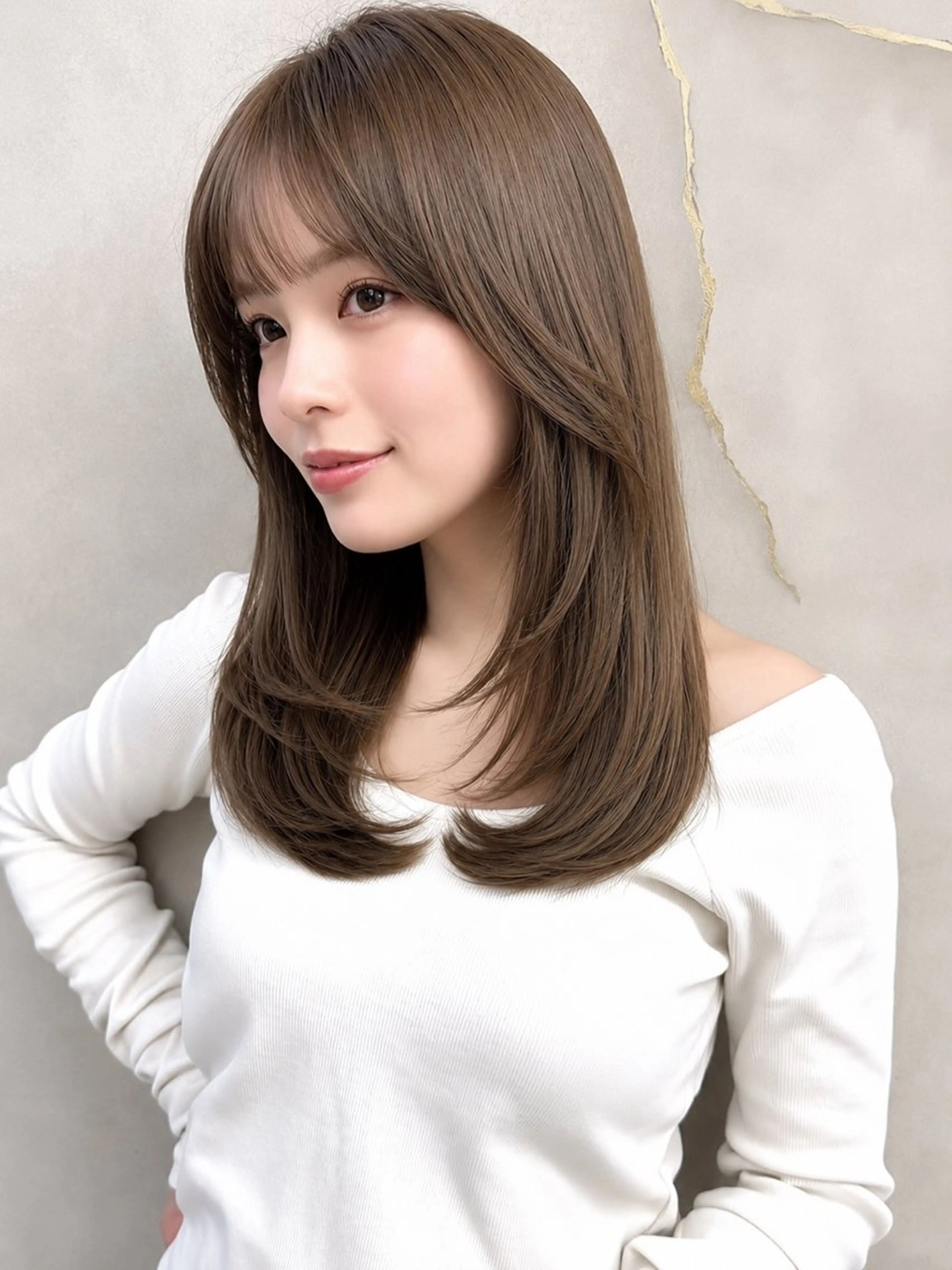 セミロング カット トリートメント 韓国風/顔周り/レイ ヤー/北千住/凛太郎のヘアスタイル