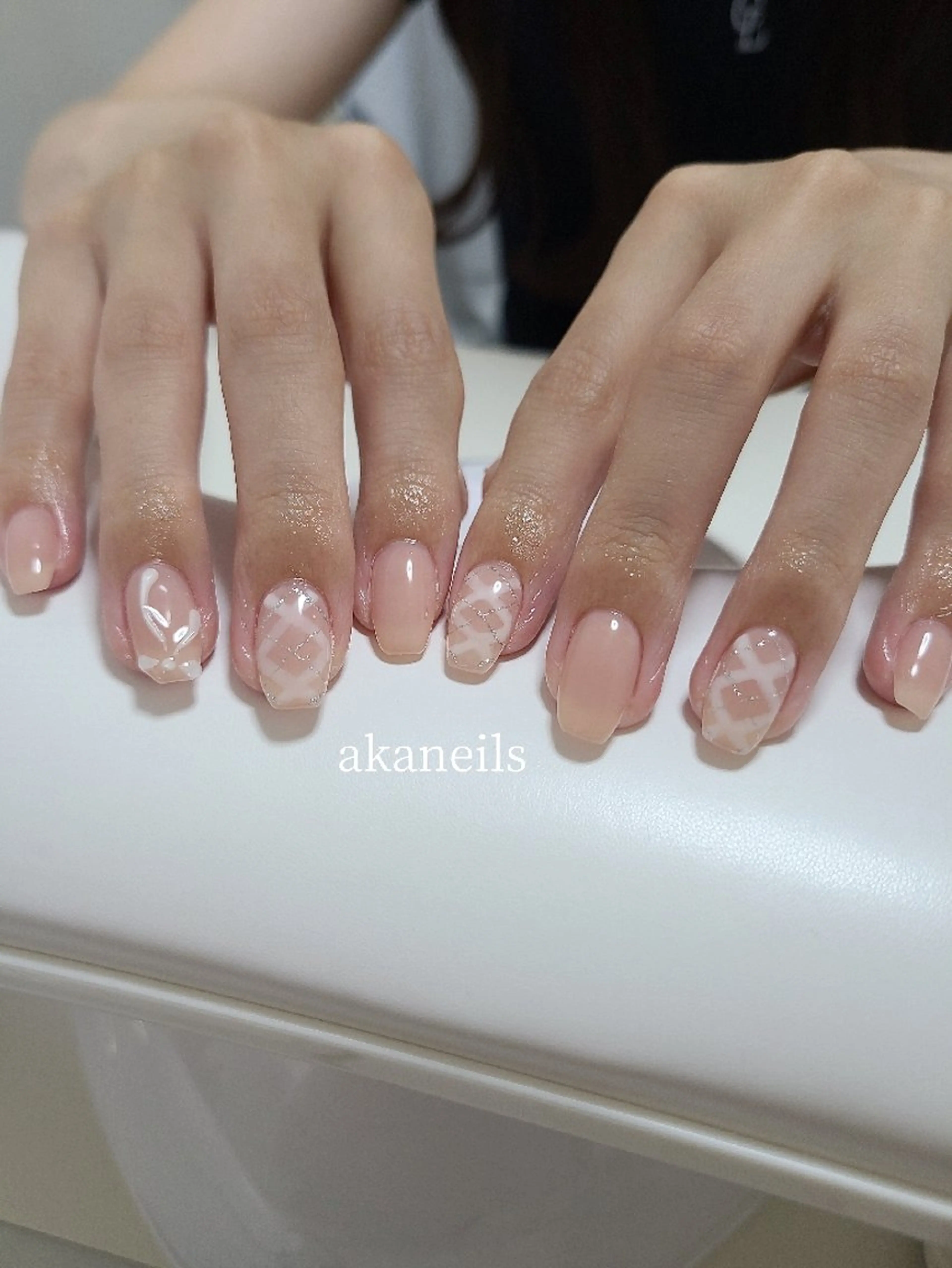 ネイル ガーリー 持ち込み リボン ワンホンネイル ハンドネイル 【akaneils】 アカネのネイルデザイン